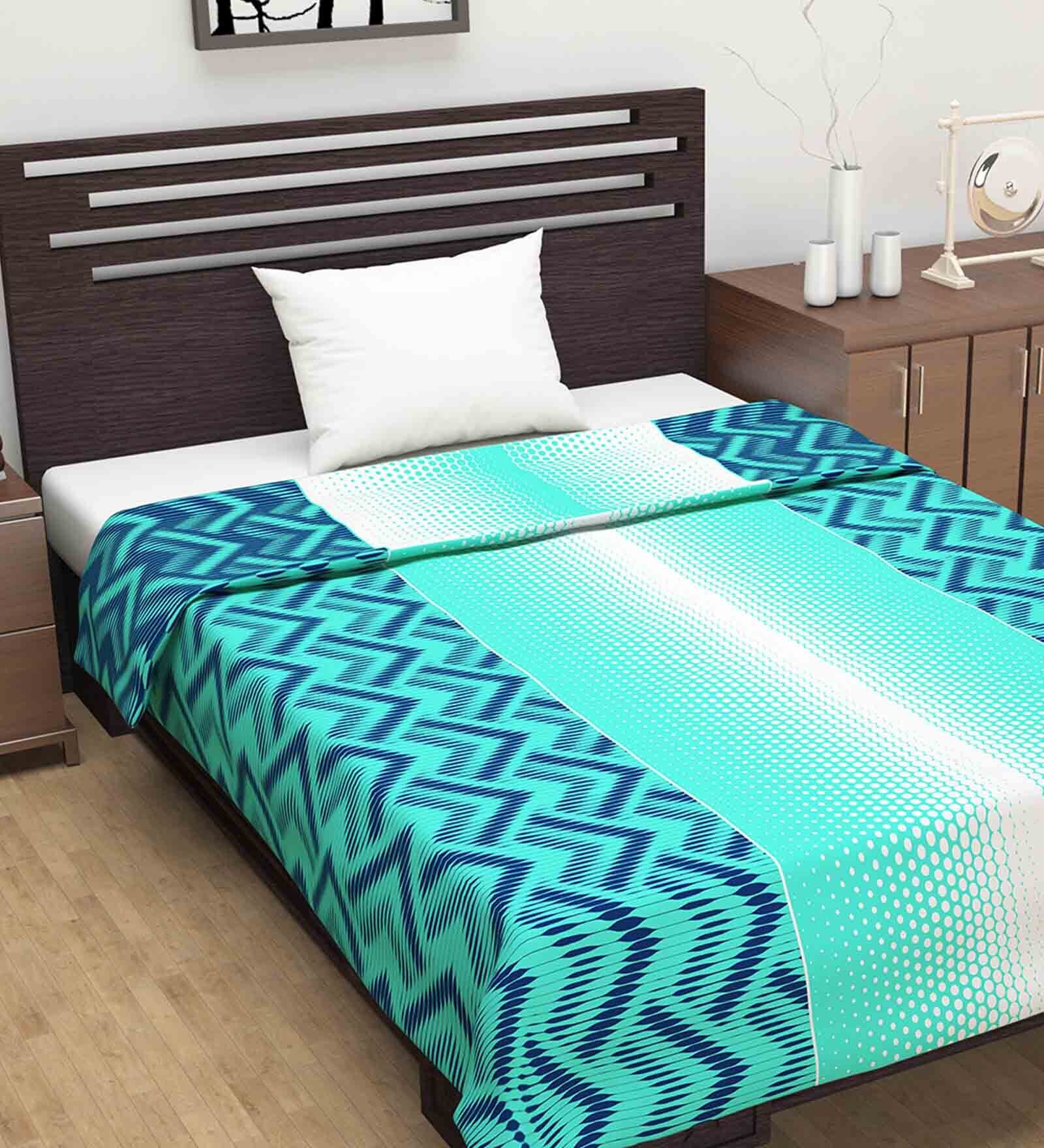 Blue Abstract Polyester 120 GSM Single Bed Dohar