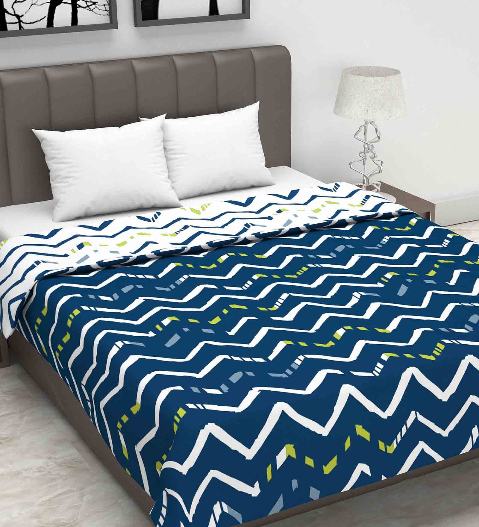 Blue Abstract Polyester 120 GSM Double Bed Reversible Dohar Blue Abstract Polyester 120 GSM Double Bed Reversible Dohar