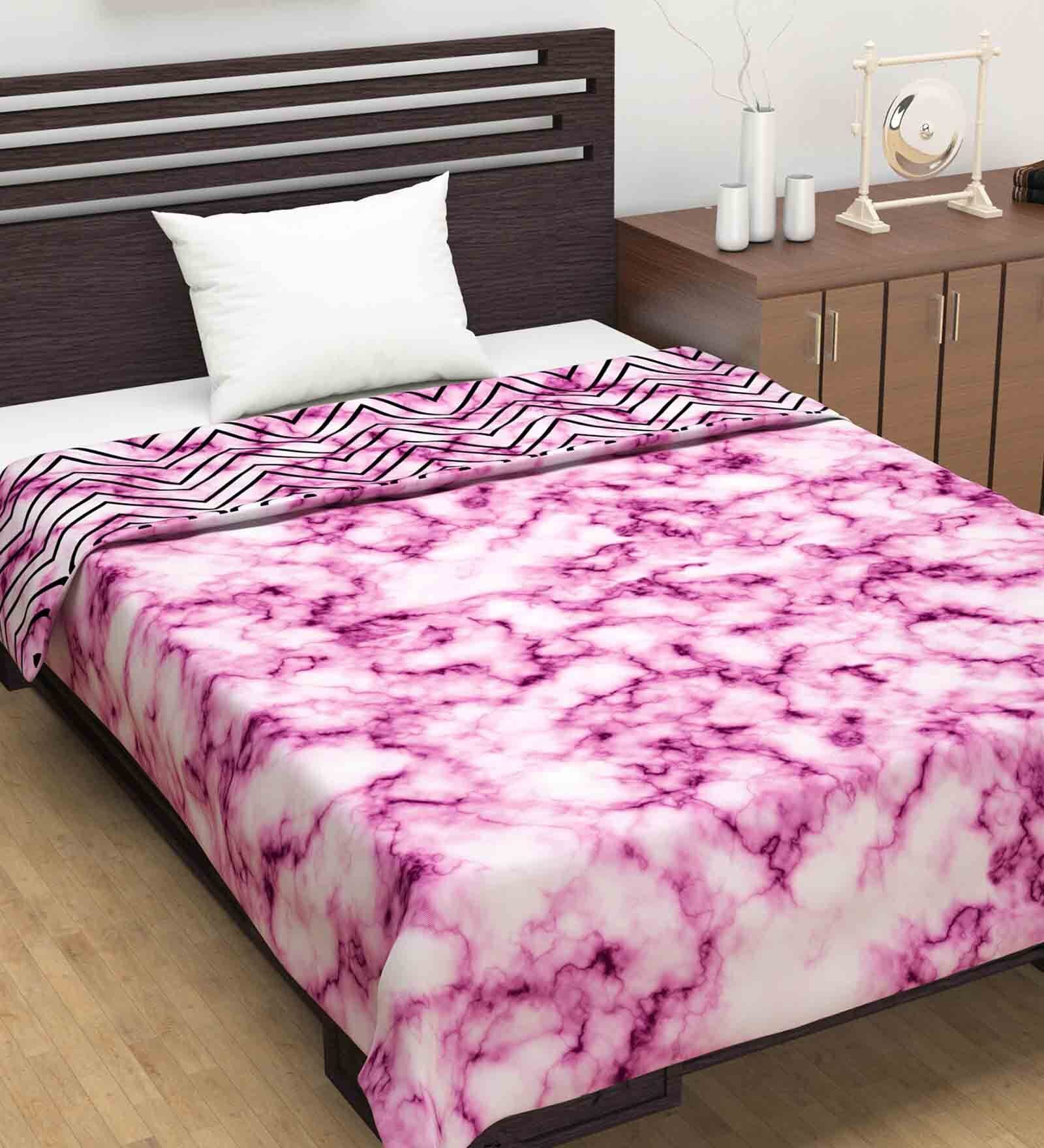 Pink Abstract Polyester 120 GSM Single Bed Dohar