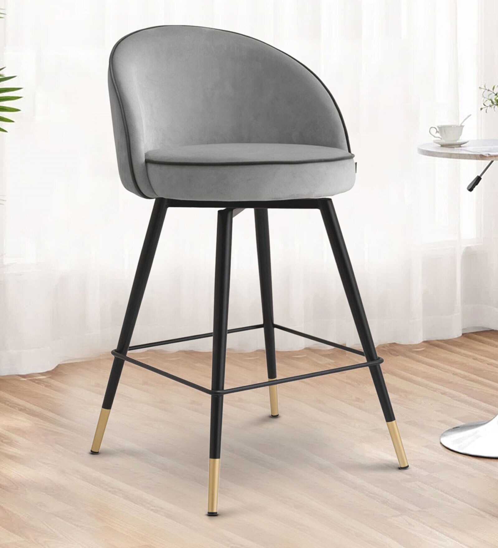 Micros Velvet Barchair in Grey Colour