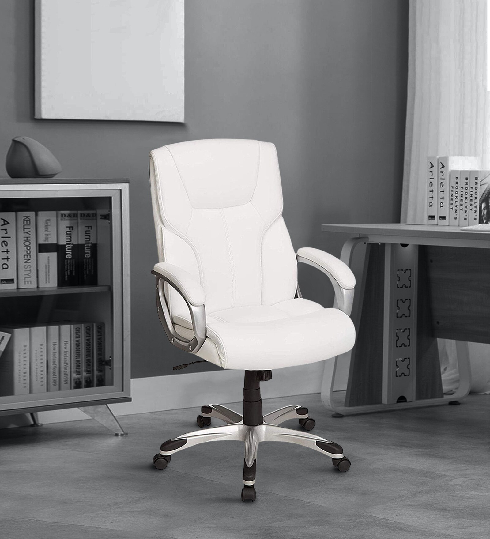 Charles Mid Back Executive Chair In White Colour