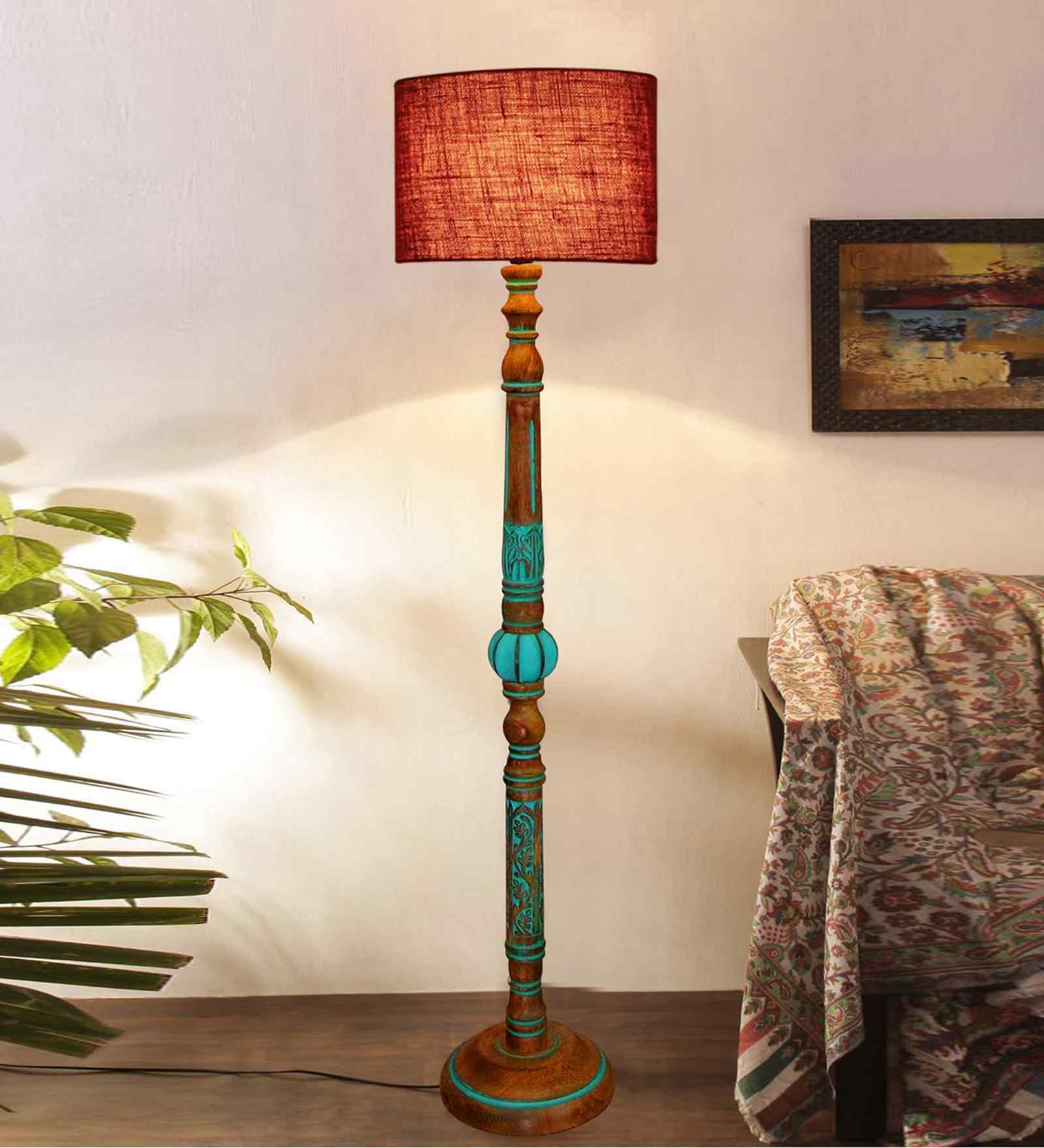 Maroon Mid Century Modern Floor Lamp