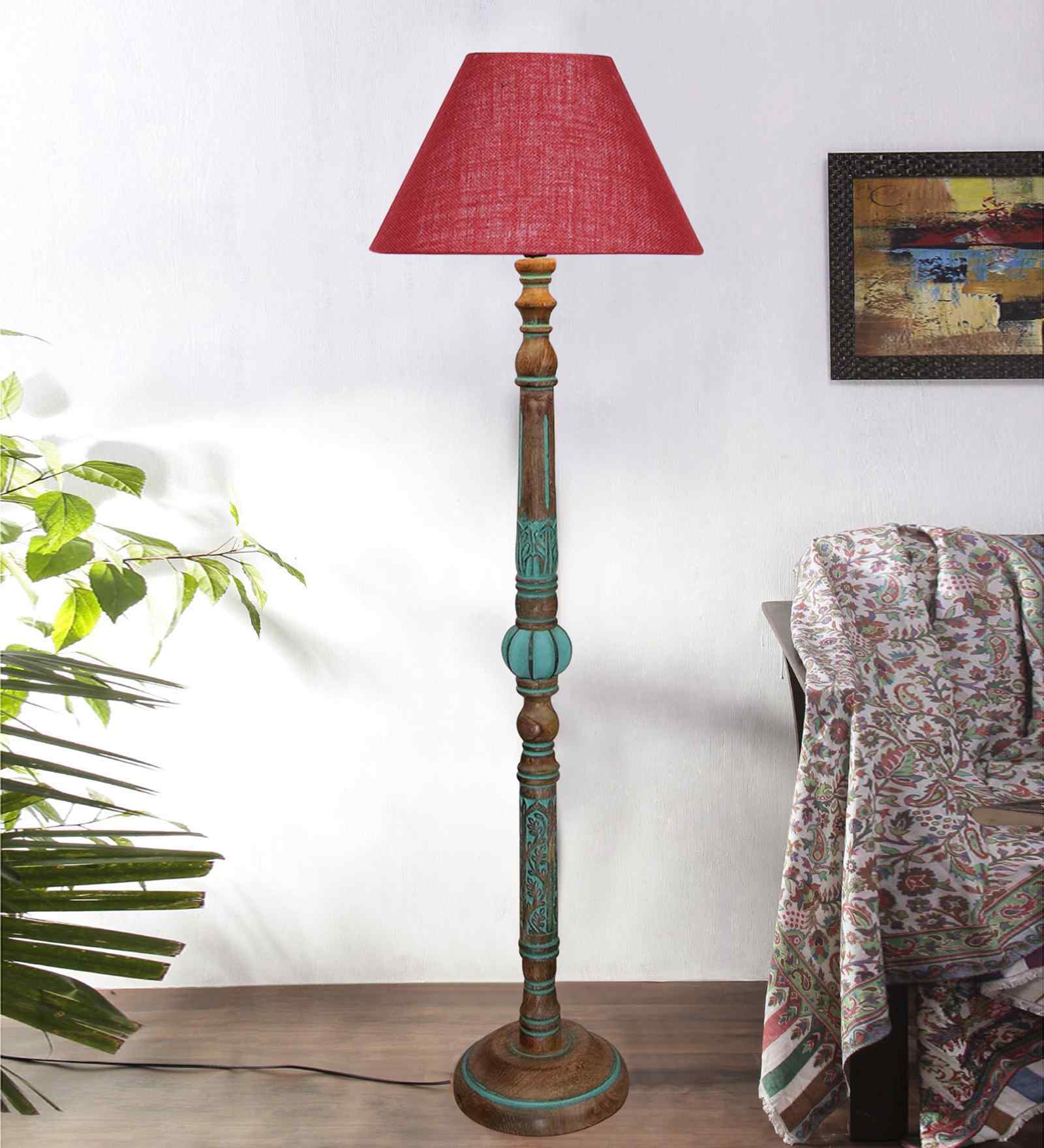 Maroon Mid Century Modern Floor Lamp