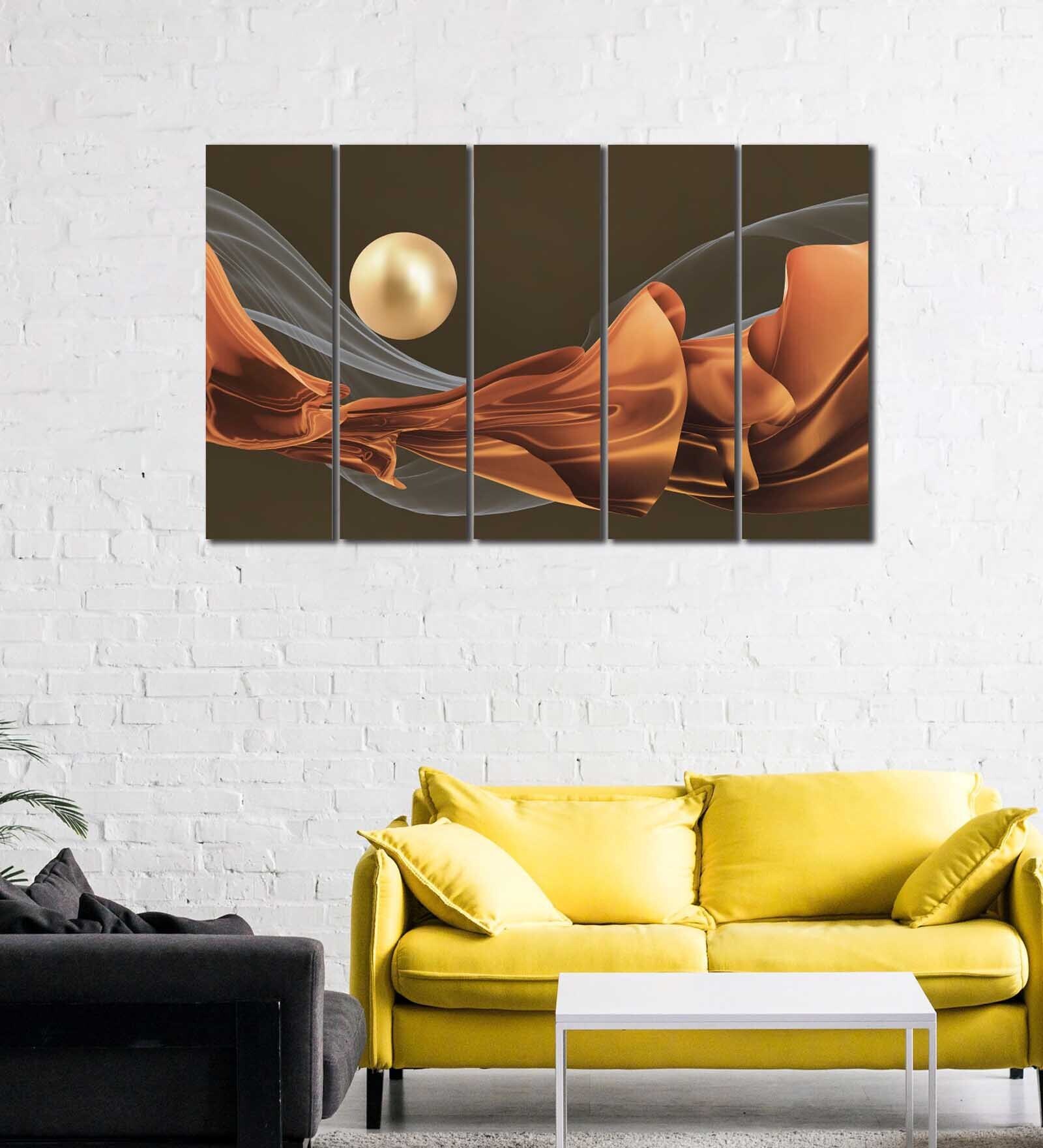 Mid Century Modern MDF Art Panel Set of 5