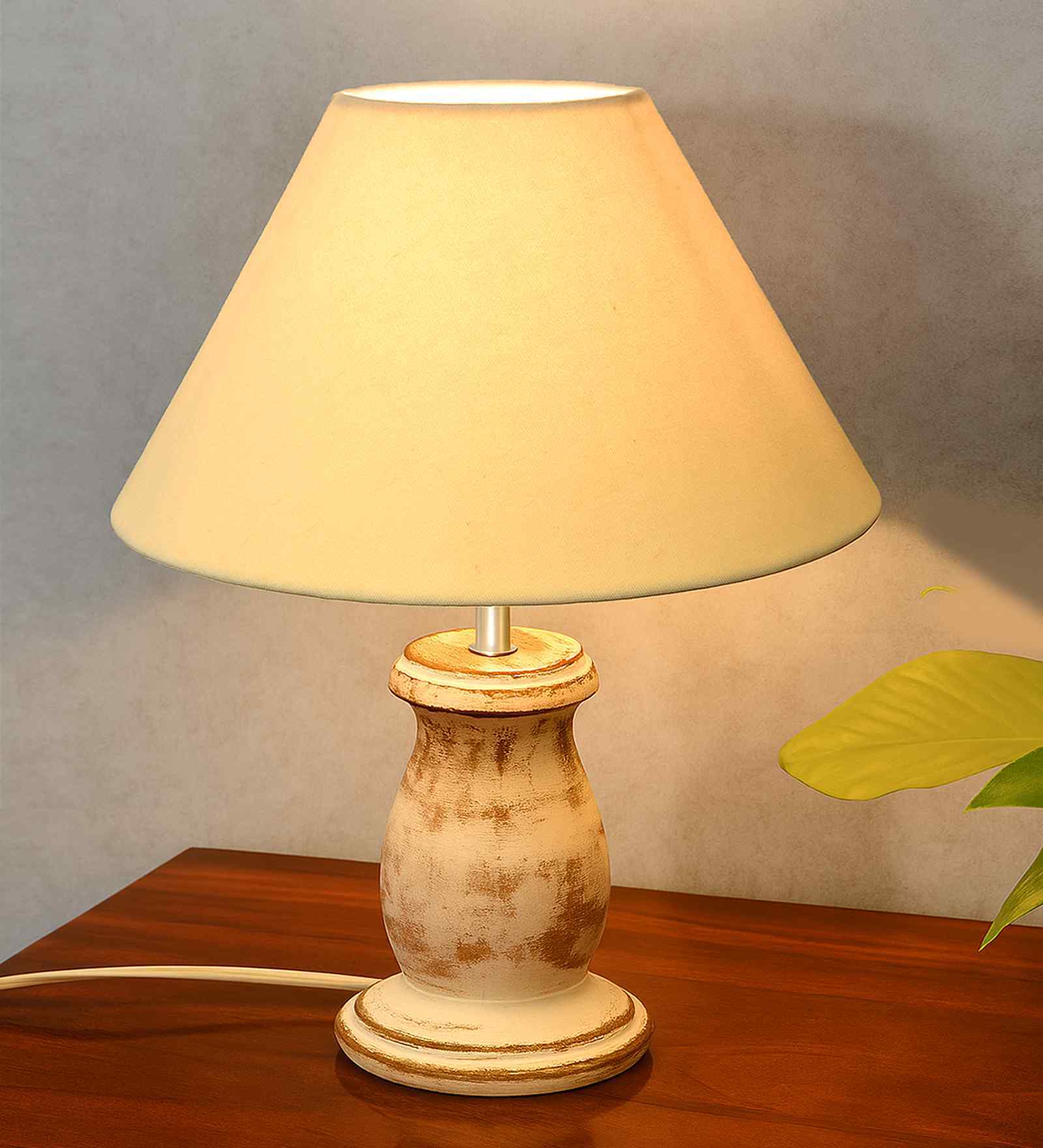 Mid Century Single Table Lamp with Khadi Cone Shade