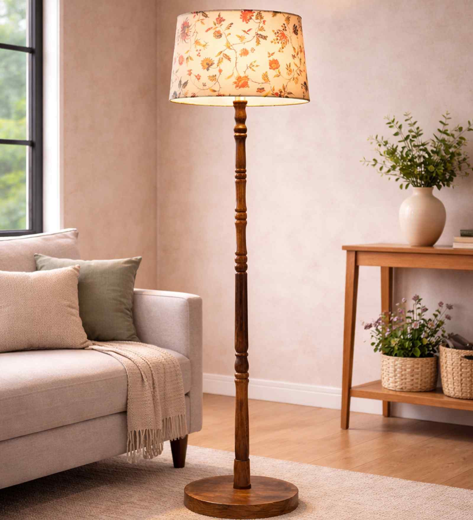 Mid Century Solid Wood Antique Floor Lamp