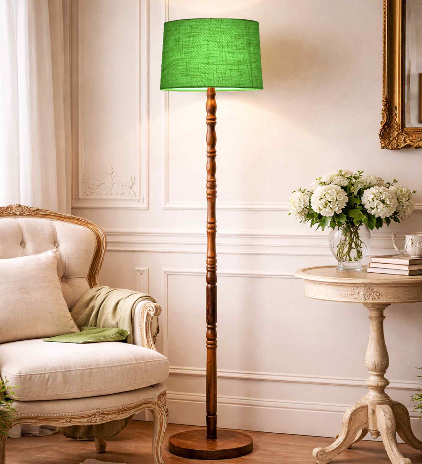 Mid Century Solid Wood Antique Floor Lamp