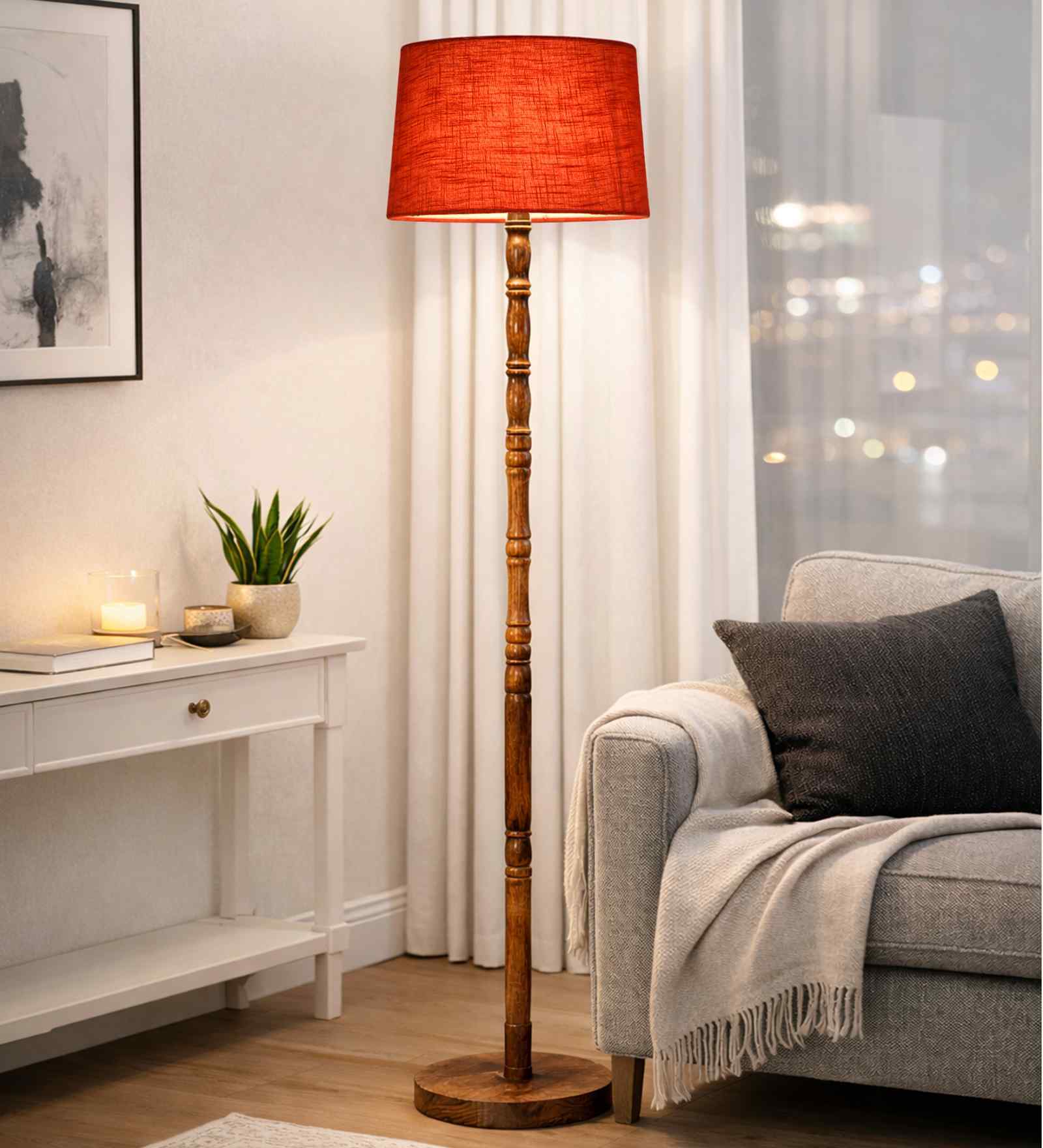 Mid Century Solid Wood Antique Floor Lamp