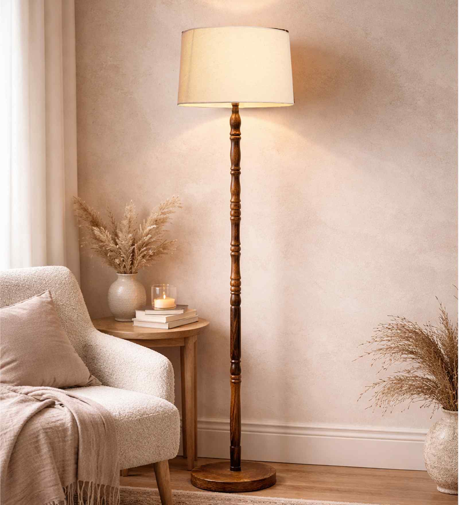 Mid Century Solid Wood Antique Floor Lamp