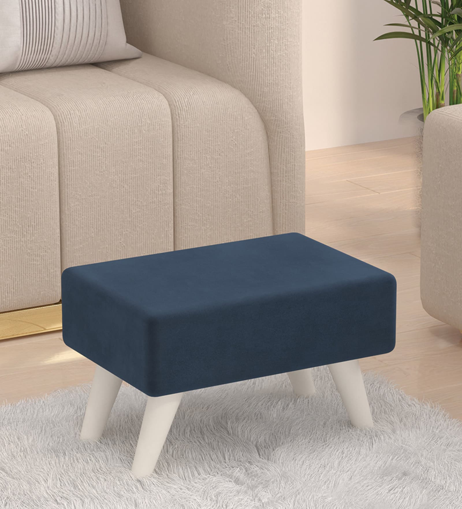 Midase Pouffe In Blue Colour