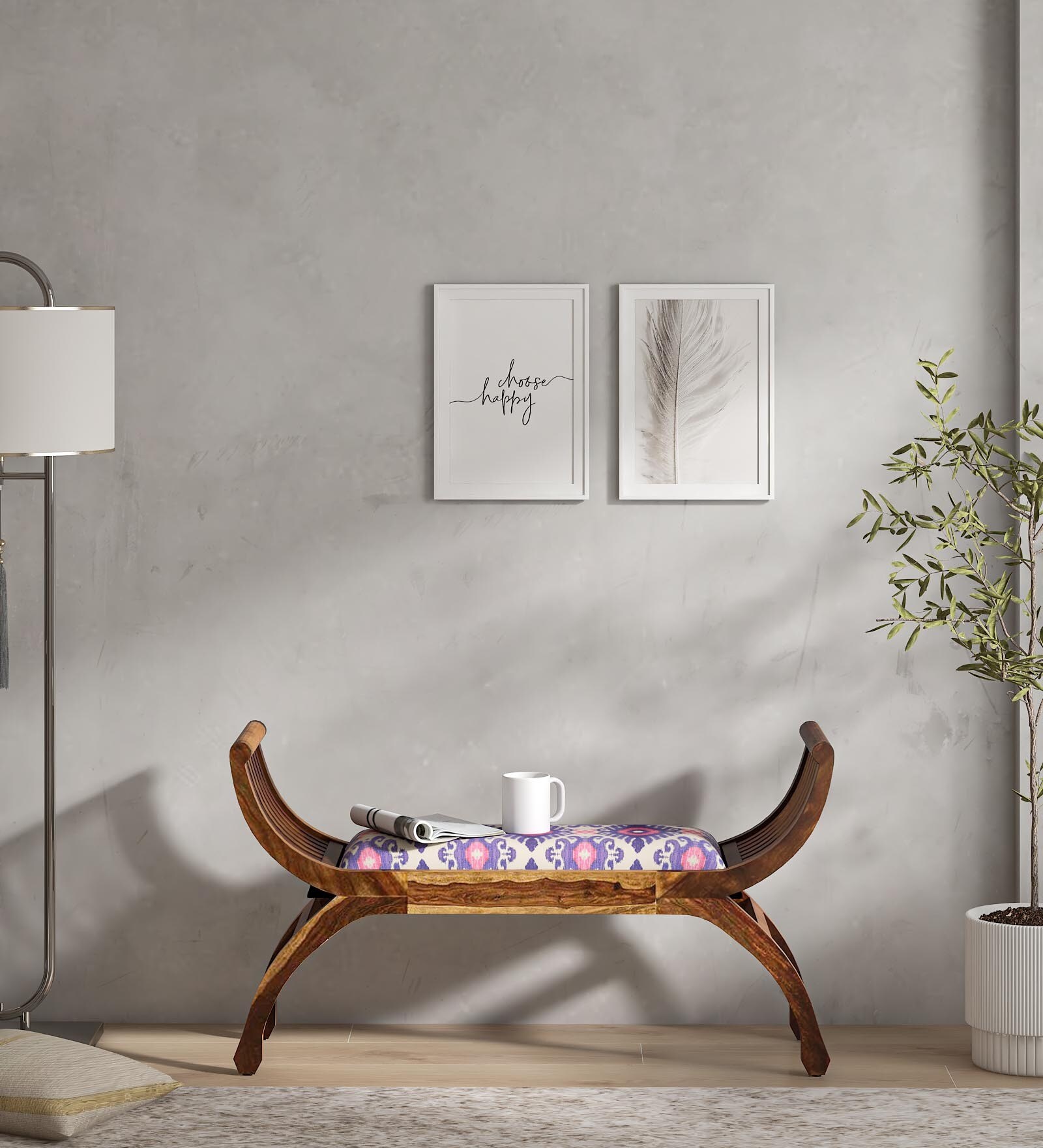 Midherst Sheesham Wood Recamier in Provincial Teak Finish