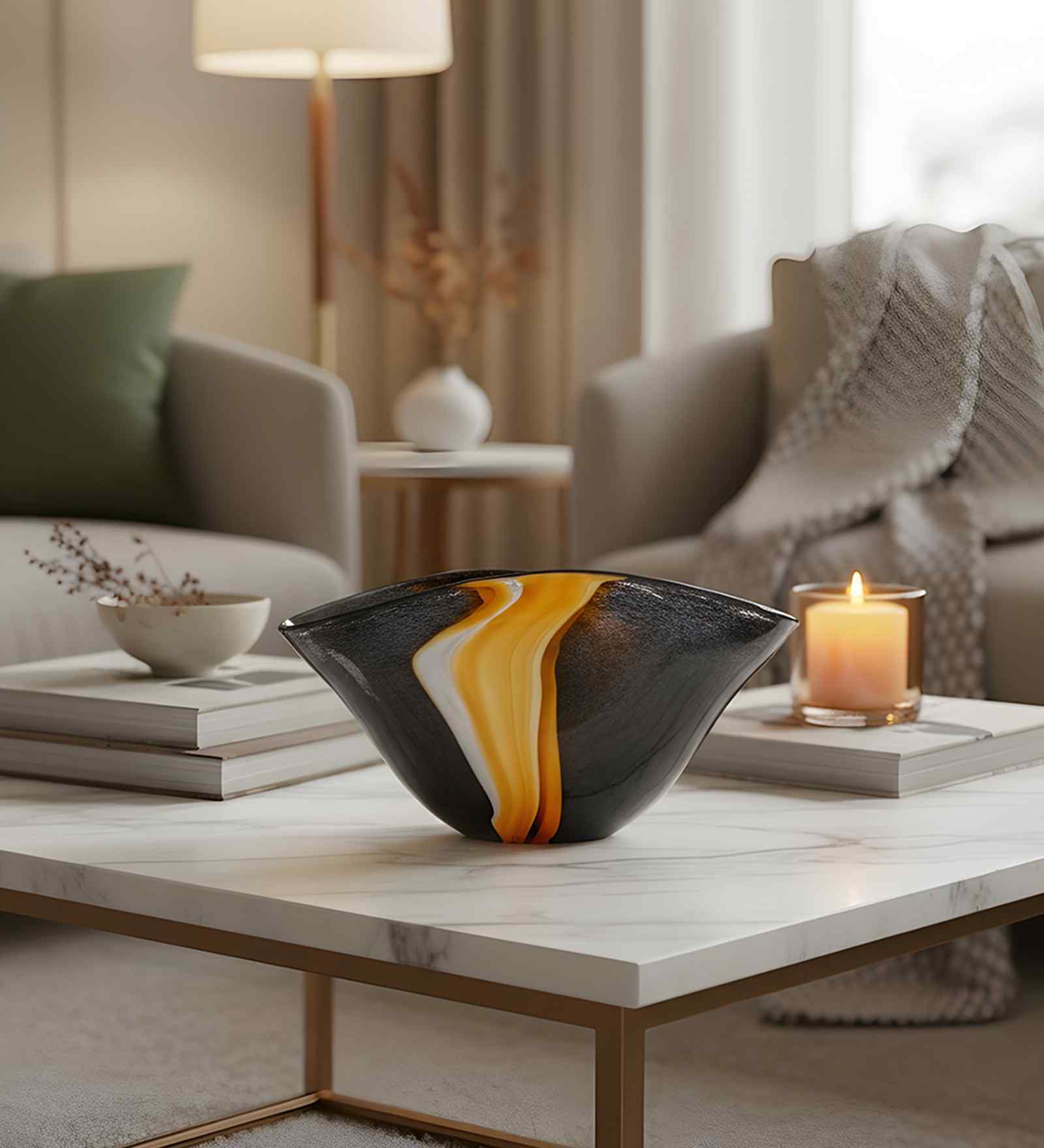 Midnight Crest Glass Vase