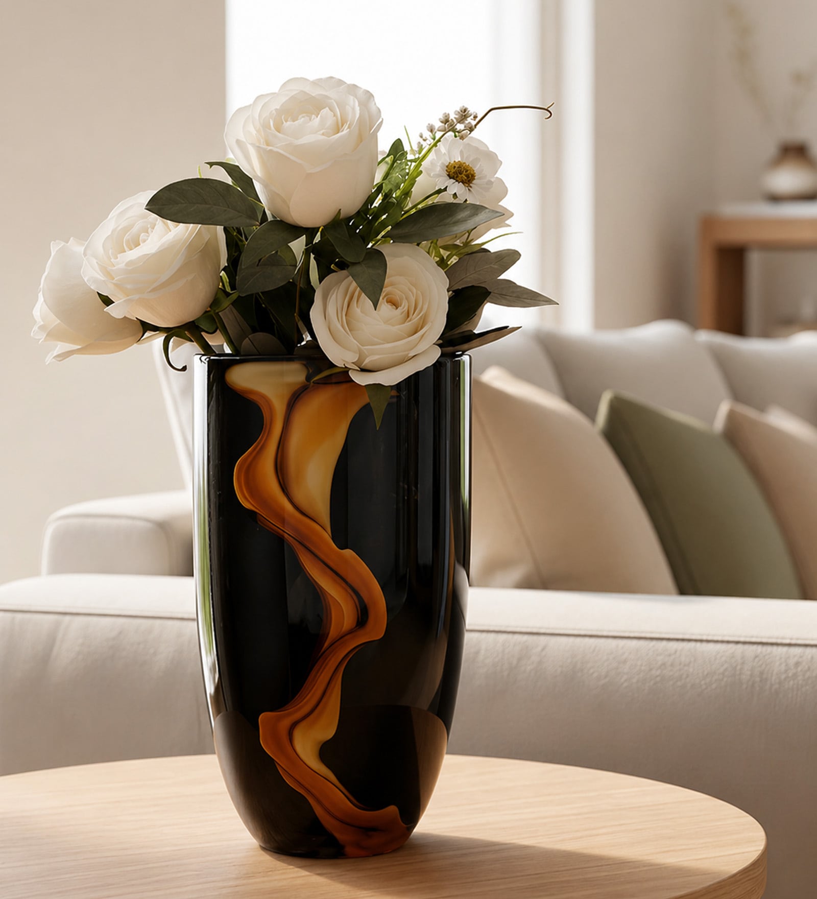 Midnight Crest Glass Vase