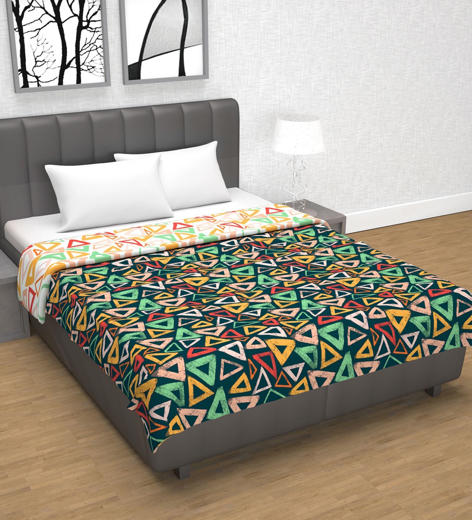 Midnight Multicolor Microfiber Geometric 120 Gsm Double Dohar
