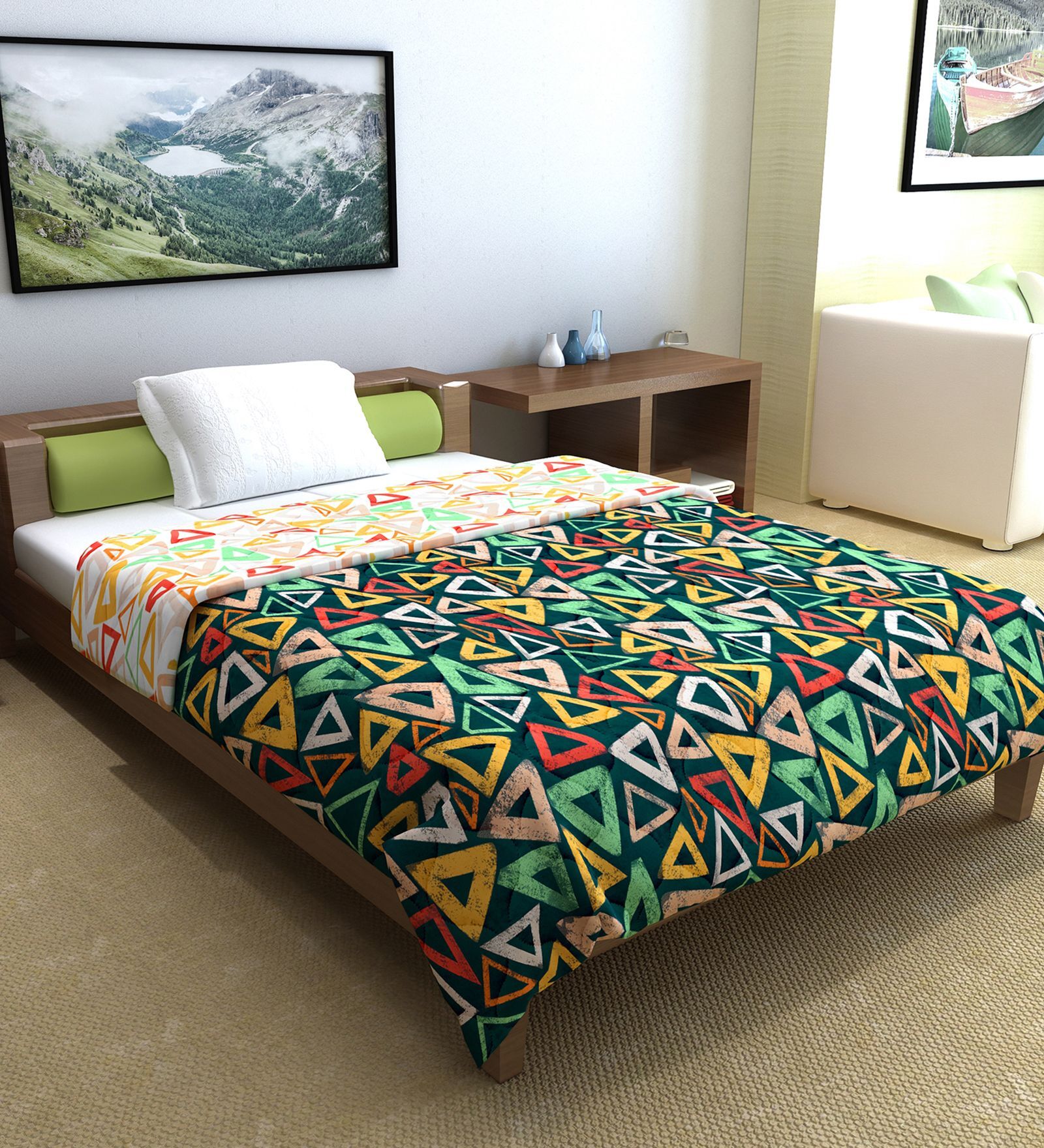 Midnight Multicolor Microfiber Geometric 120 Gsm Single Comforter