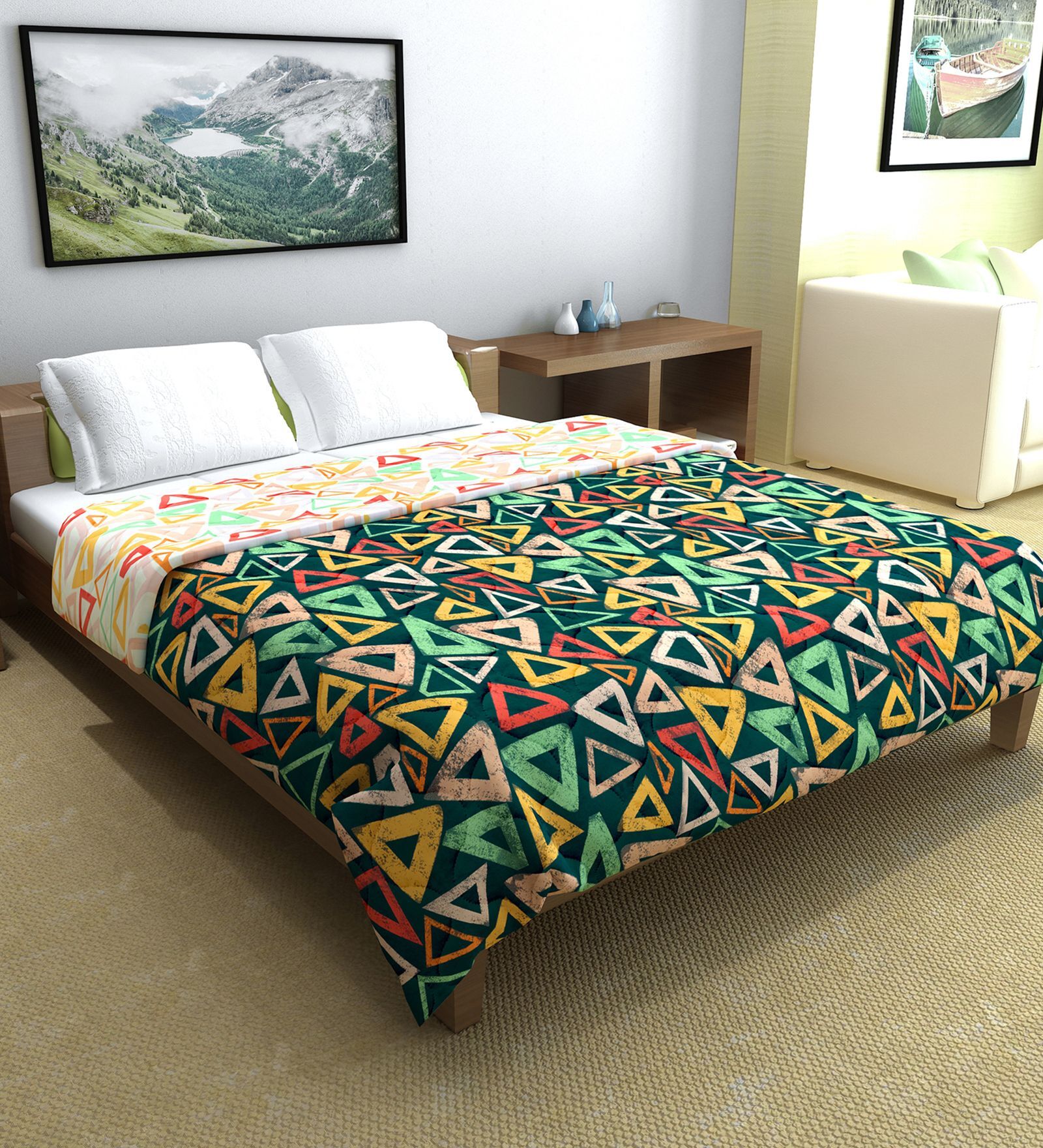 Midnight Multicolor Microfiber Geometric 150 Gsm Double Comforter