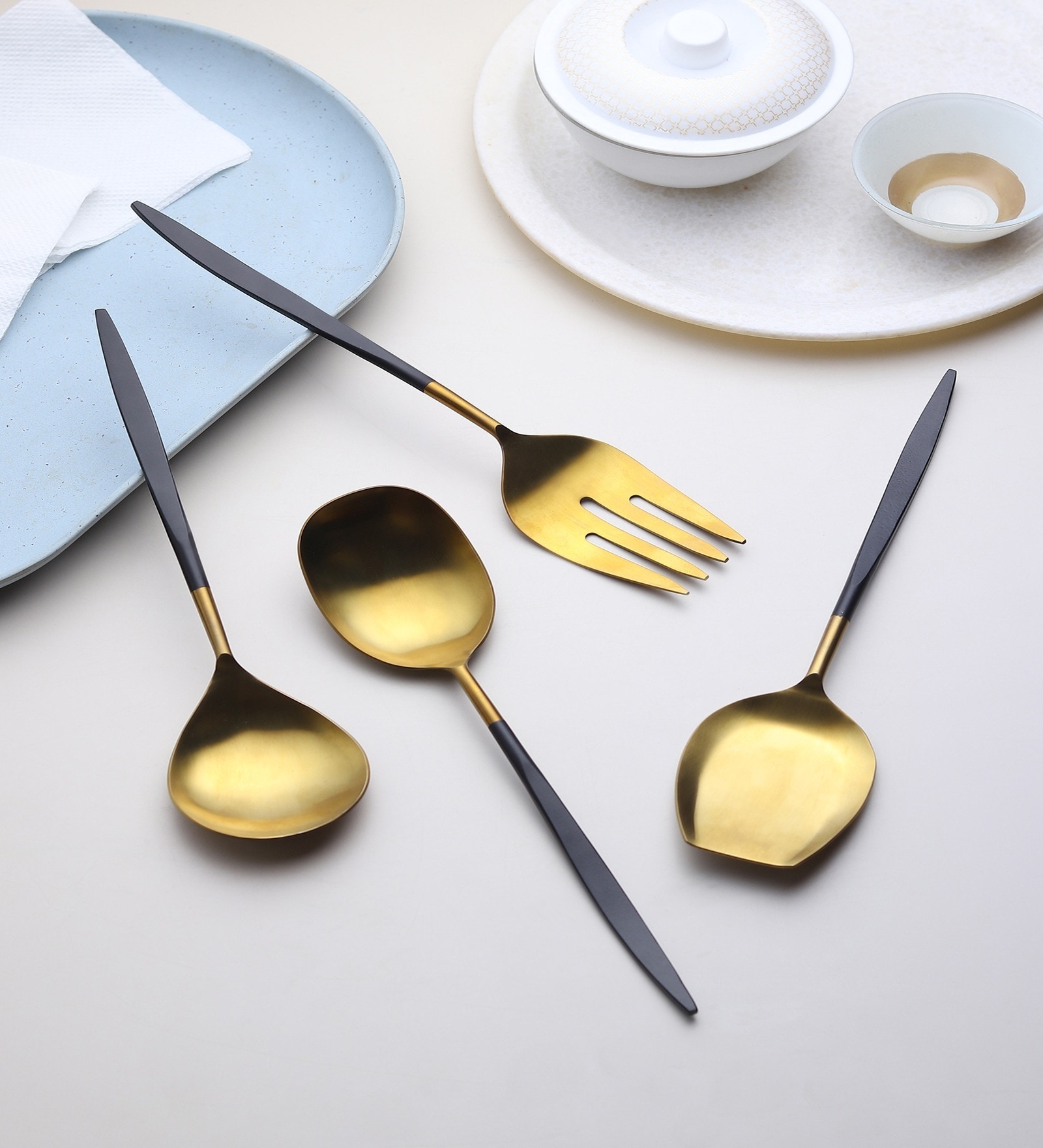 Midnight Opulence Gold Serving Set