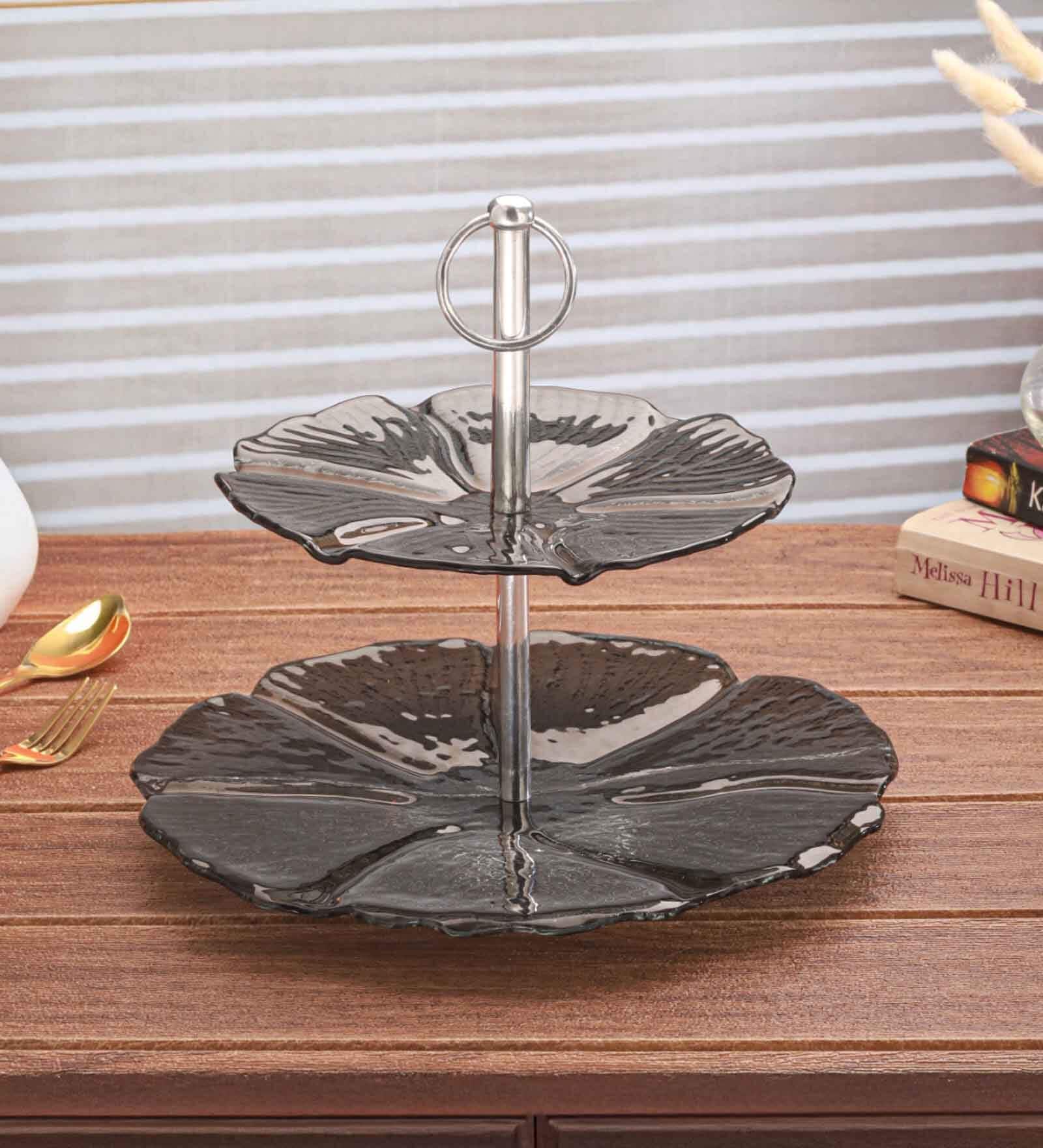 Midnight Petals Two Tiered Cake Stand (1 Piece)