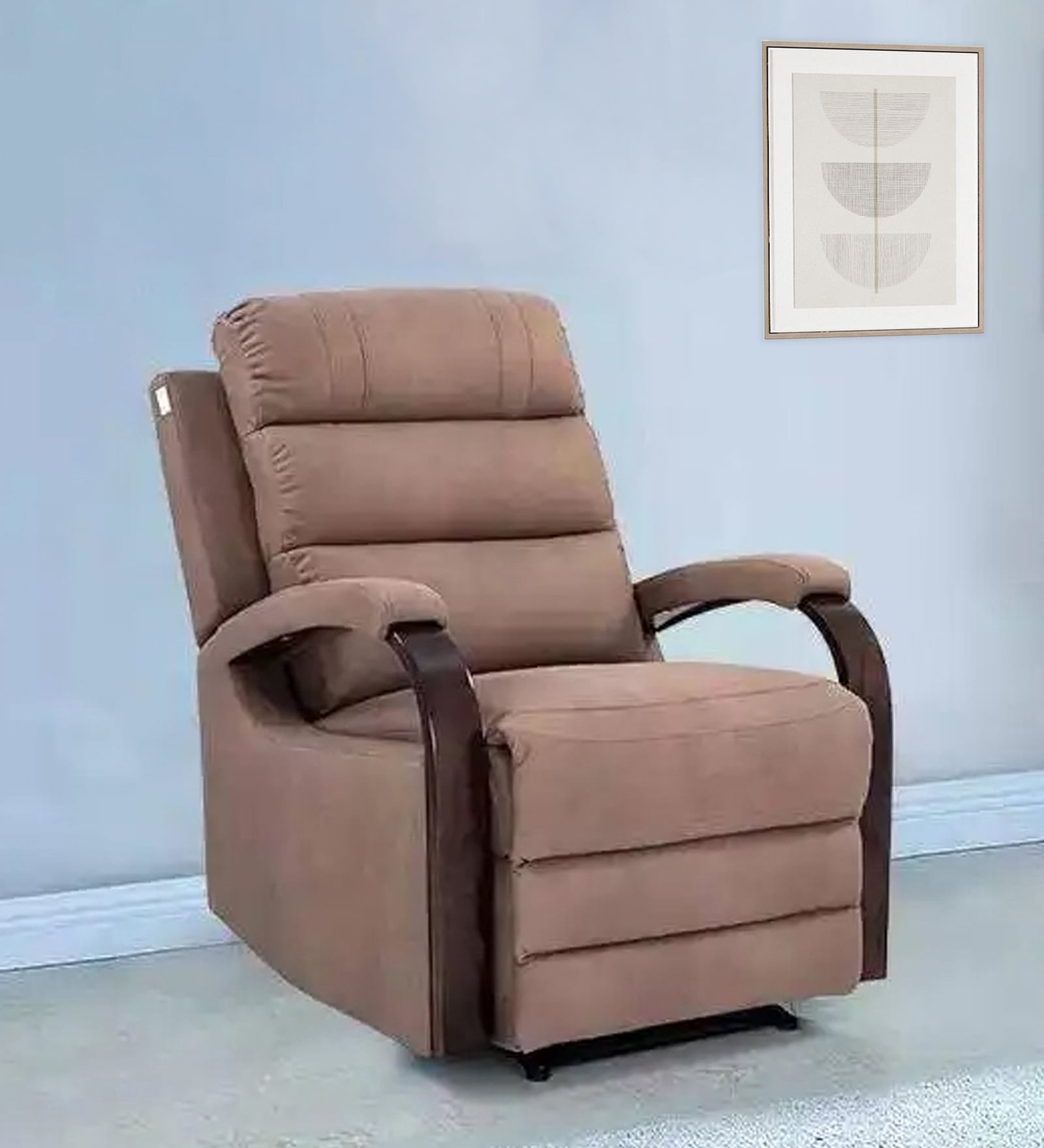 Rome Fabric 1 Seater Manual Recliner Chair in Brown Colour