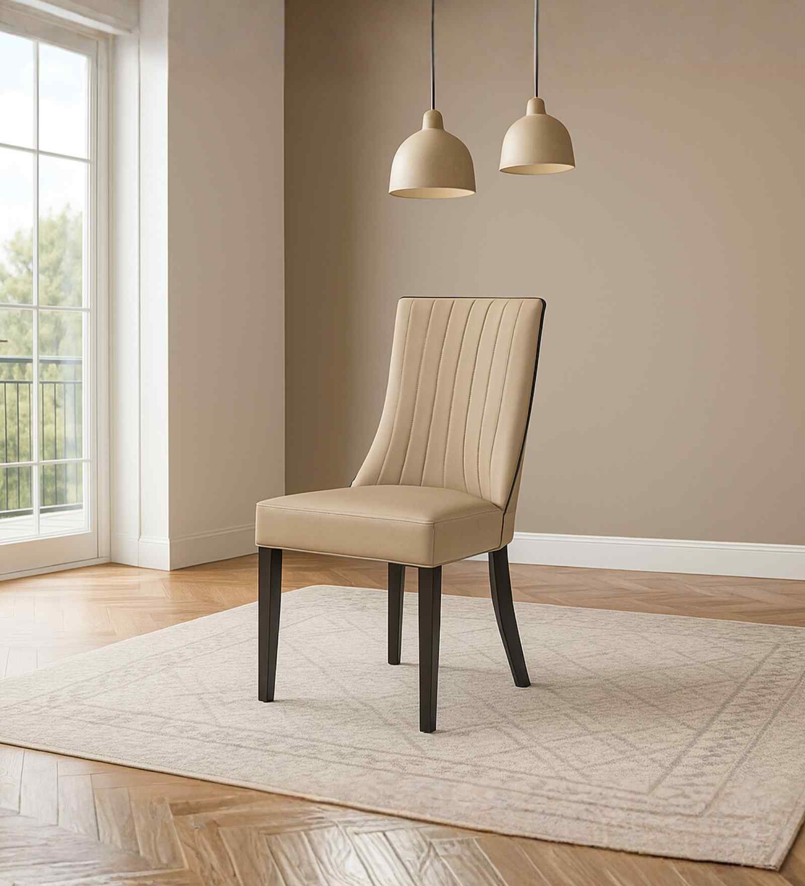 Milan Italian Leatheretteette Dining Chair in Bige Colour