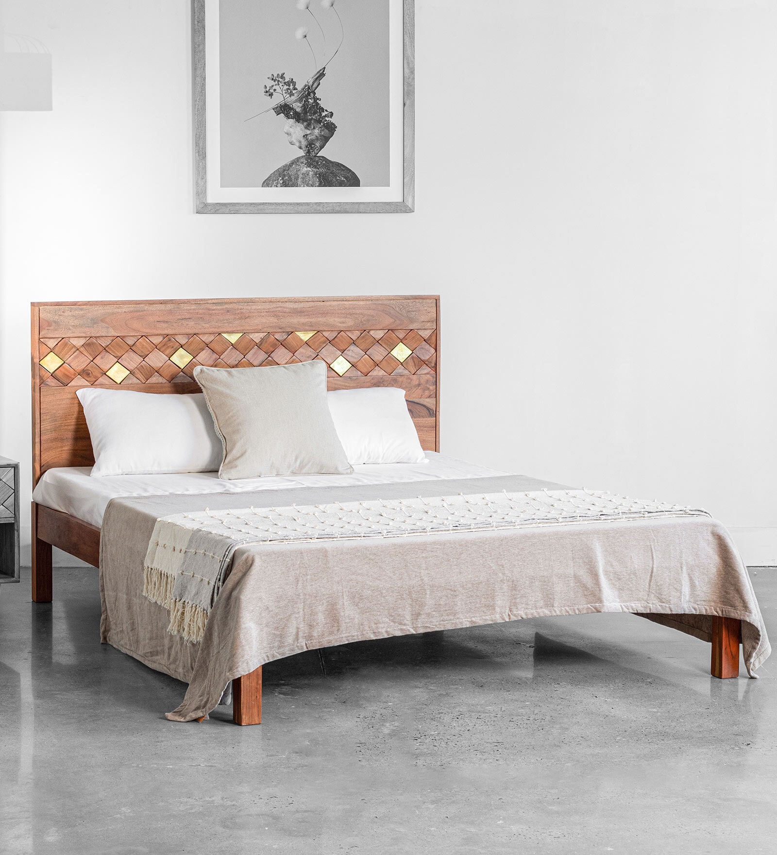 Milan King Size Bed In Natural Finish