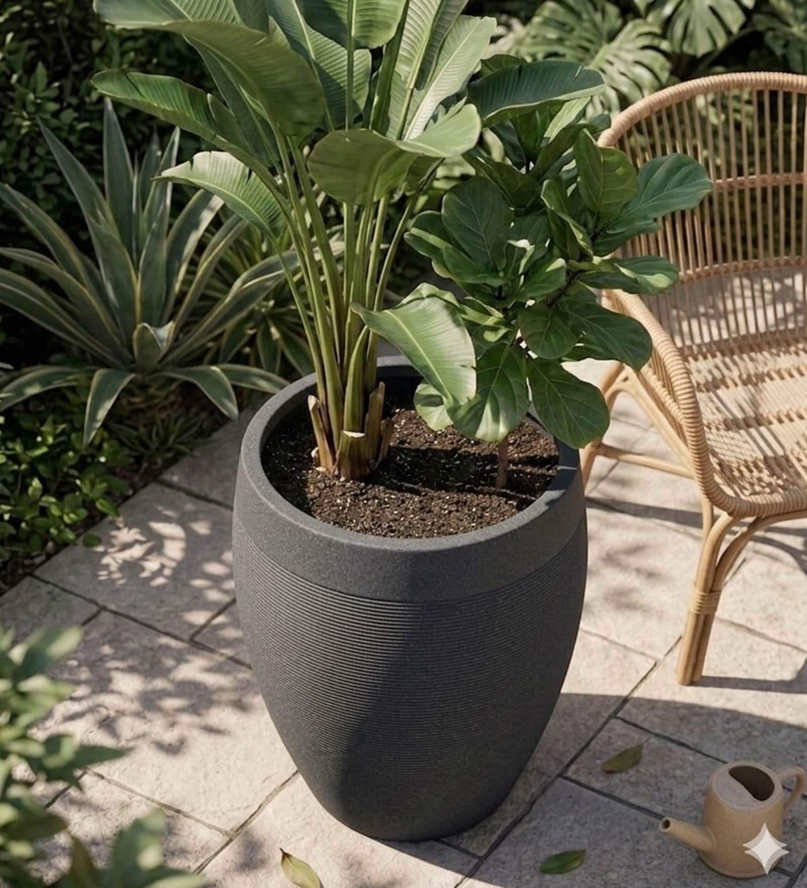 Grey Milano Molded Round 16 Inch Planter