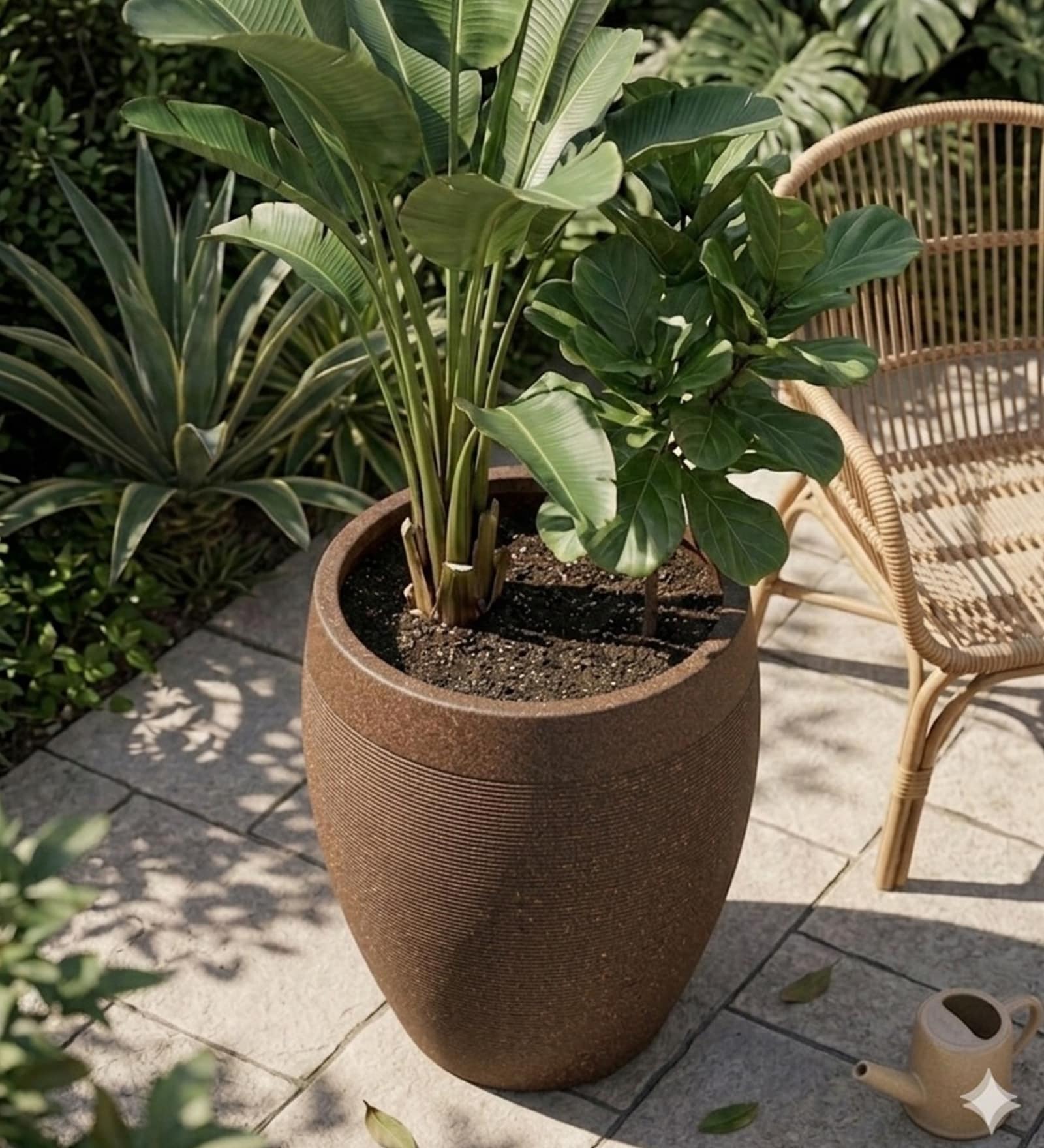 Brown Milano Molded Round 16 Inch Planter