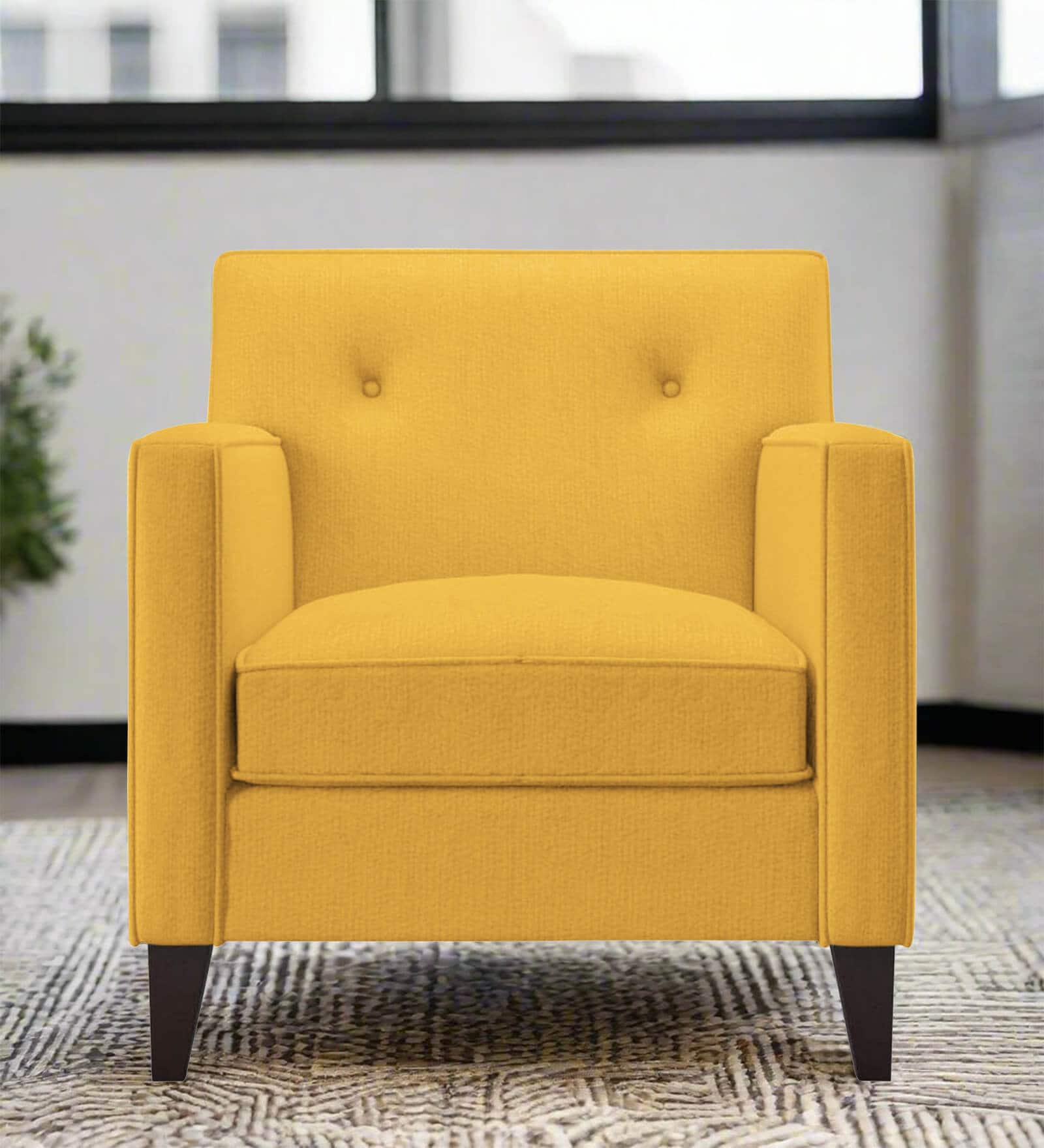 Miller Fabric 1 Seater Sofa in Bold Yellow Colour