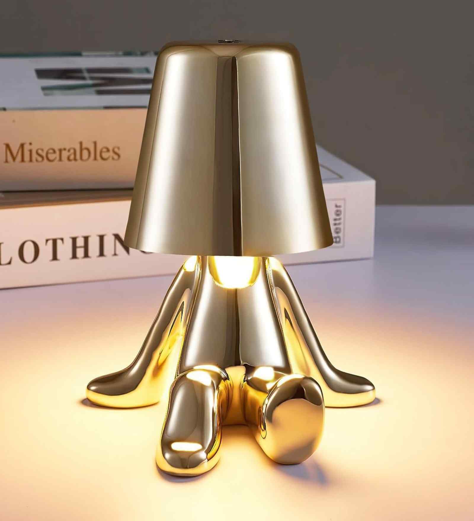 Milo Gold Sitting Figure Table Lamp Touch Control Dimmer 3C LED Type-C Chargeable Modern Decorative Bedside Lamp Milo Gold Sitting Figure Table Lamp Touch Control Dimmer 3C LED Type-C Chargeable Modern Decorative Bedside Lamp