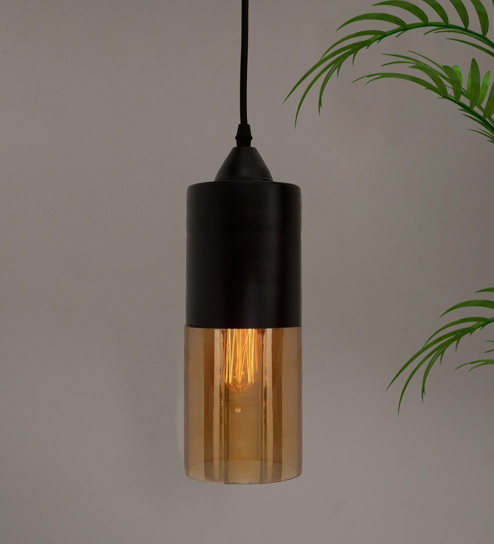 Milton Black Glass Hanging Light