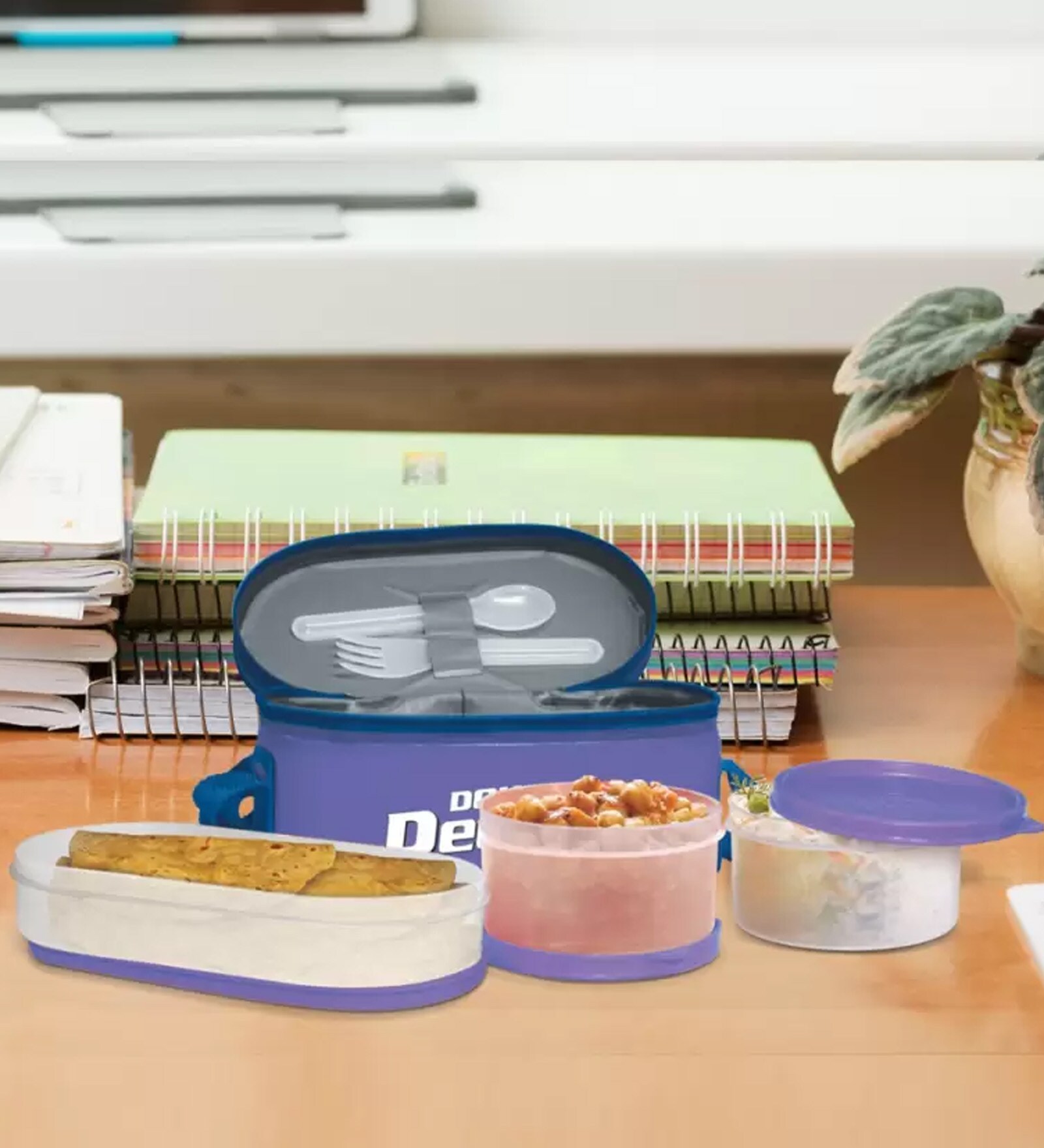 Milton Double Decker Lunch Box, 280 ML & 480 Ml, Blue