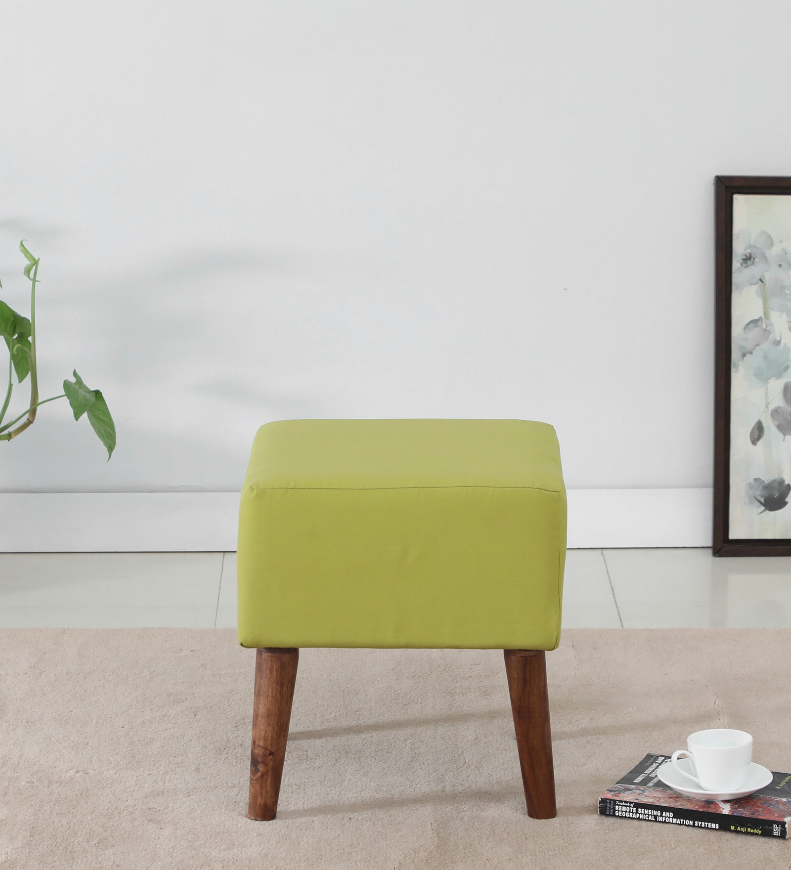 Milton Fabric Seating Stool In Green Colour