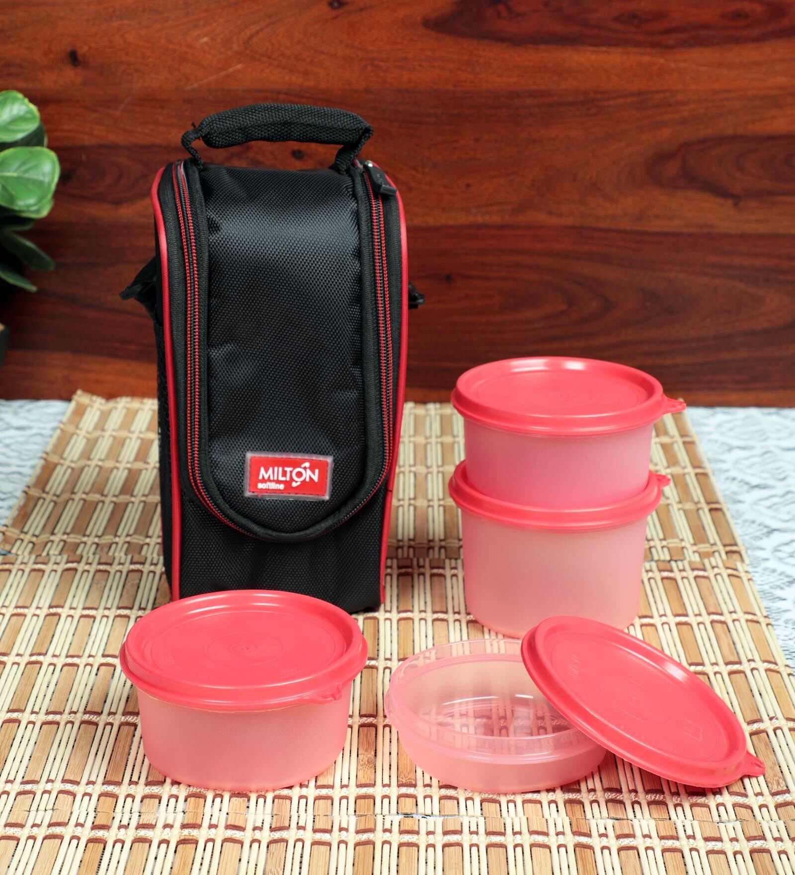Buy Milton Full Meal 4 Containers Lunch Box, Black, 200 ML, 350 ML