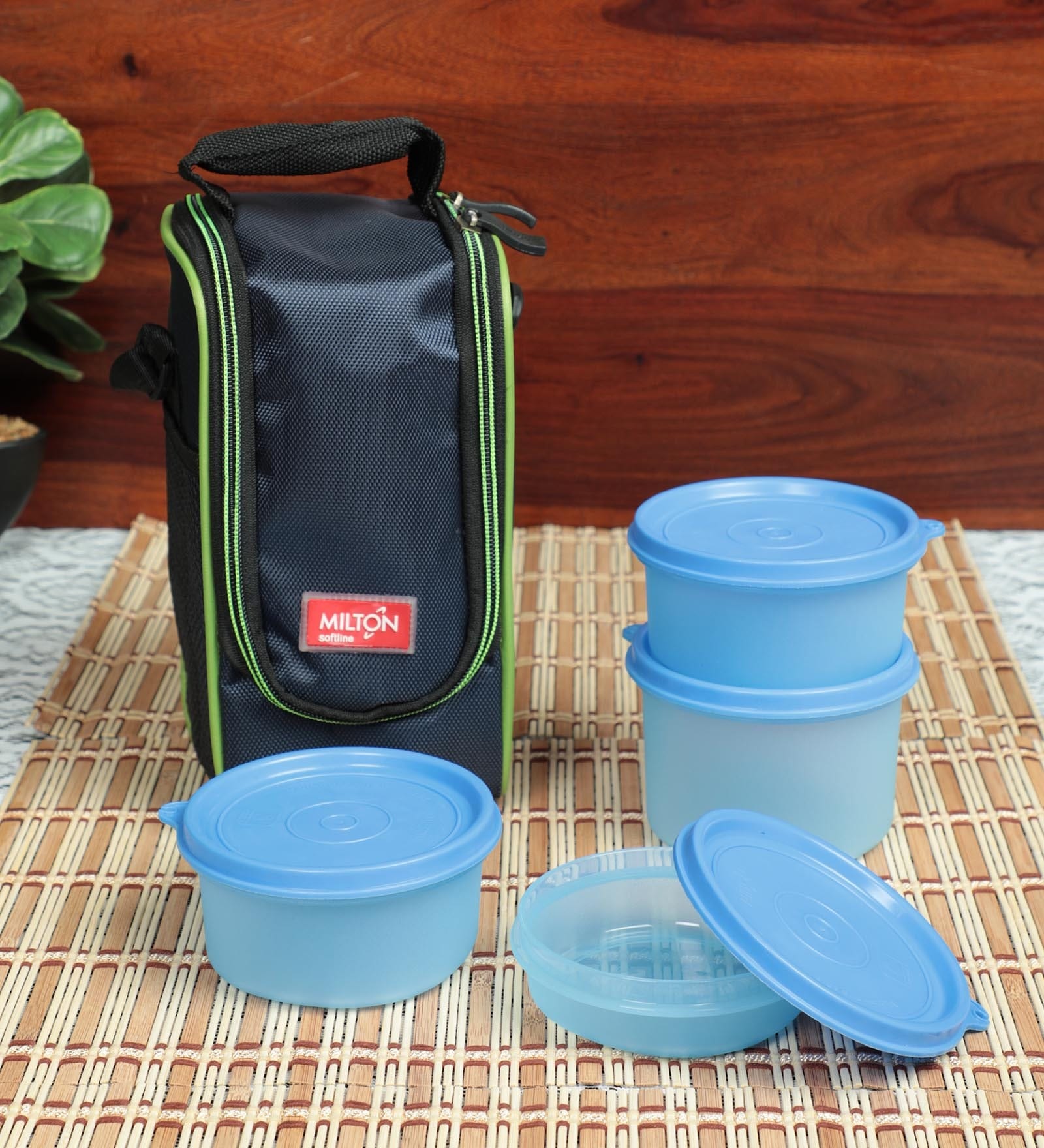 Milton Full Meal 4 Containers Lunch Box, Blue, 200 ML, 350 ML & 500 ML