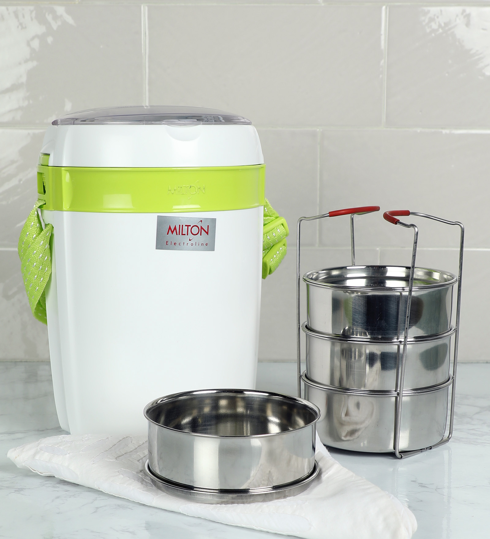 Milton Futron Electric Lunch Pack 4 Containers, Green, 360 ML