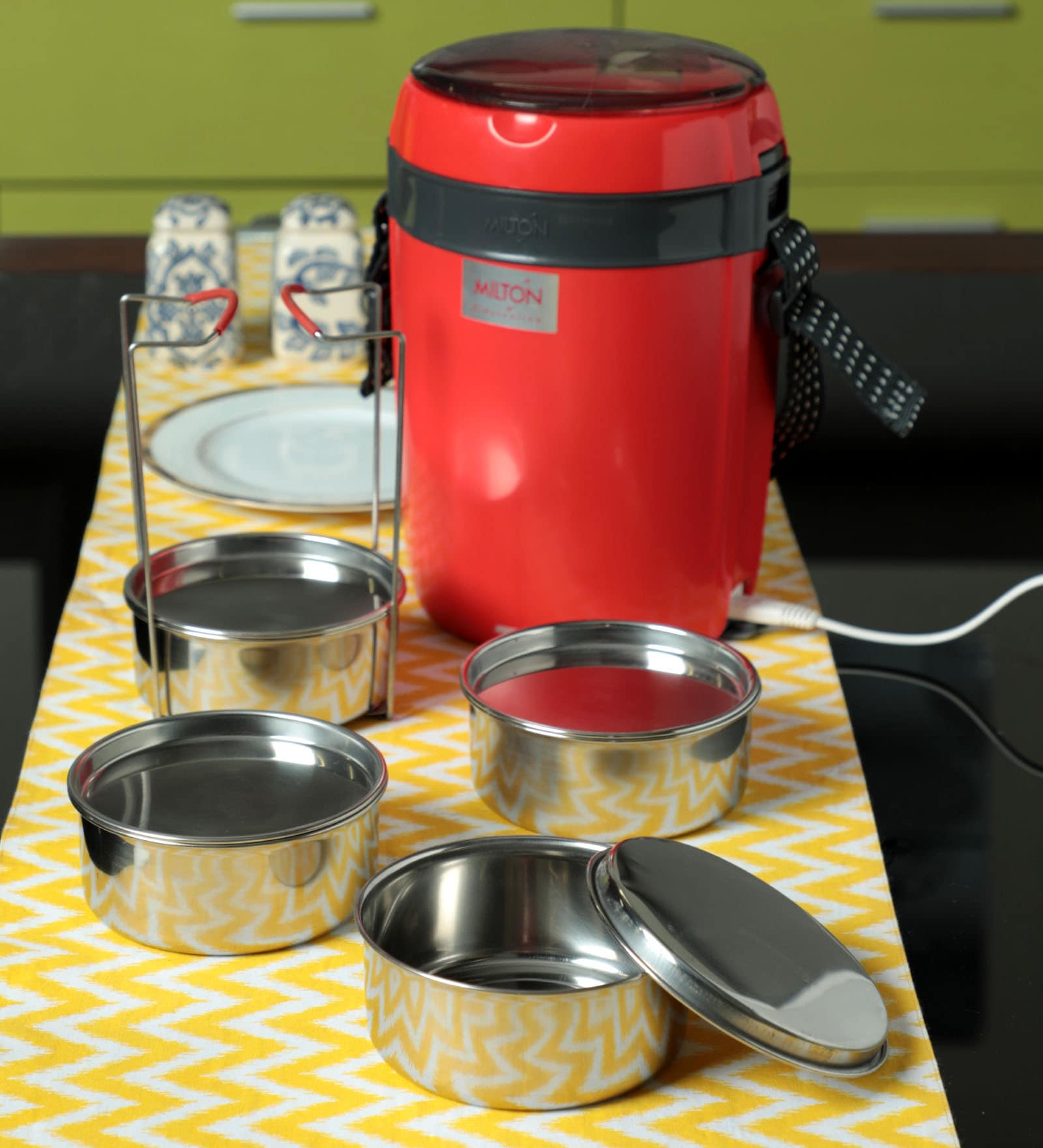 Milton Futron Electric Lunch Pack 4 Containers, Grey, 360 ML