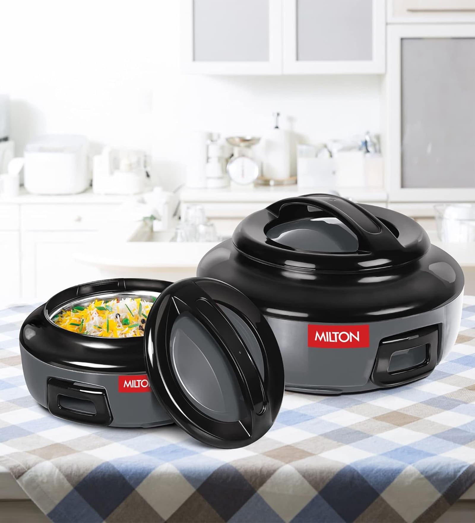 Milton Ernesto Inner Stainless Steel Casserole Set 3 Pieces (420 Ml 850 Ml 1.43 L) Grey