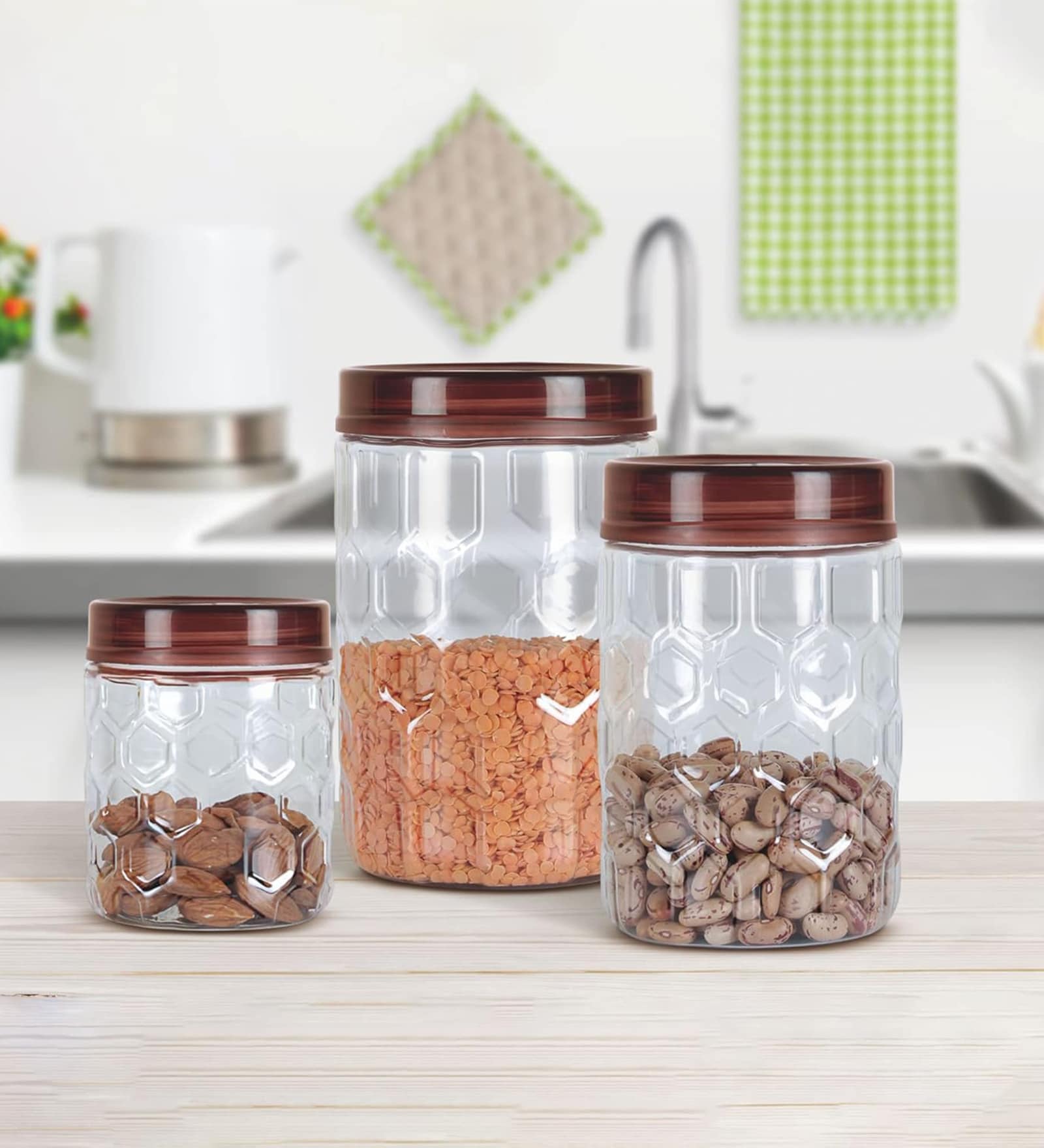 Milton Hexa Airtight Plastic Storage Container Set 18 Pieces (6 X 270 Ml 6 X 665 Ml 6 X 1.24 L) Transparent