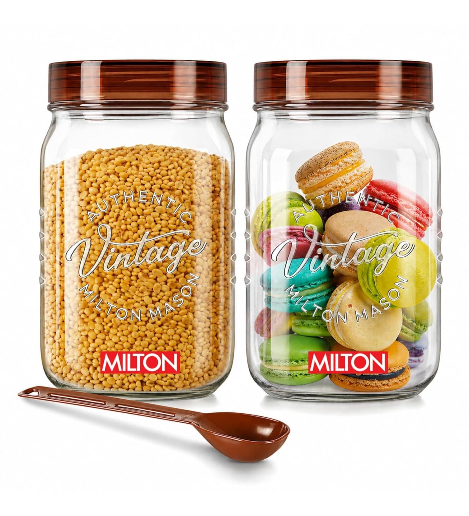 Milton Vintage Airtight Plastic Storage Container Set 2 X 1000 Ml Bpa Free Transparent