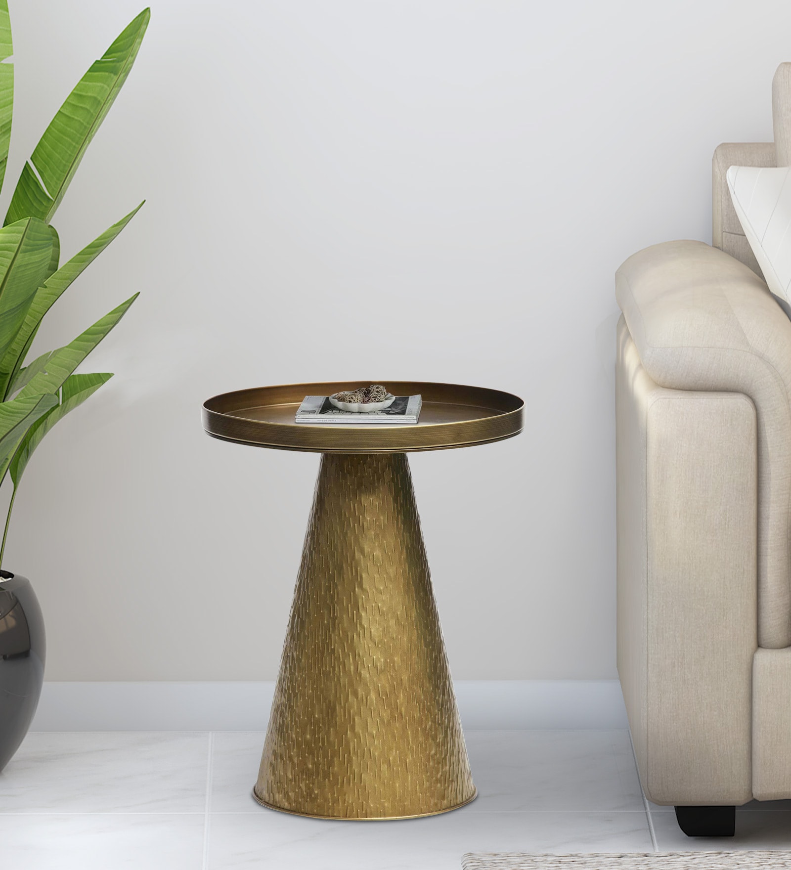 Buy Mimero Metal End Table in Brass Finish at 21% OFF by Bhati Impex ...