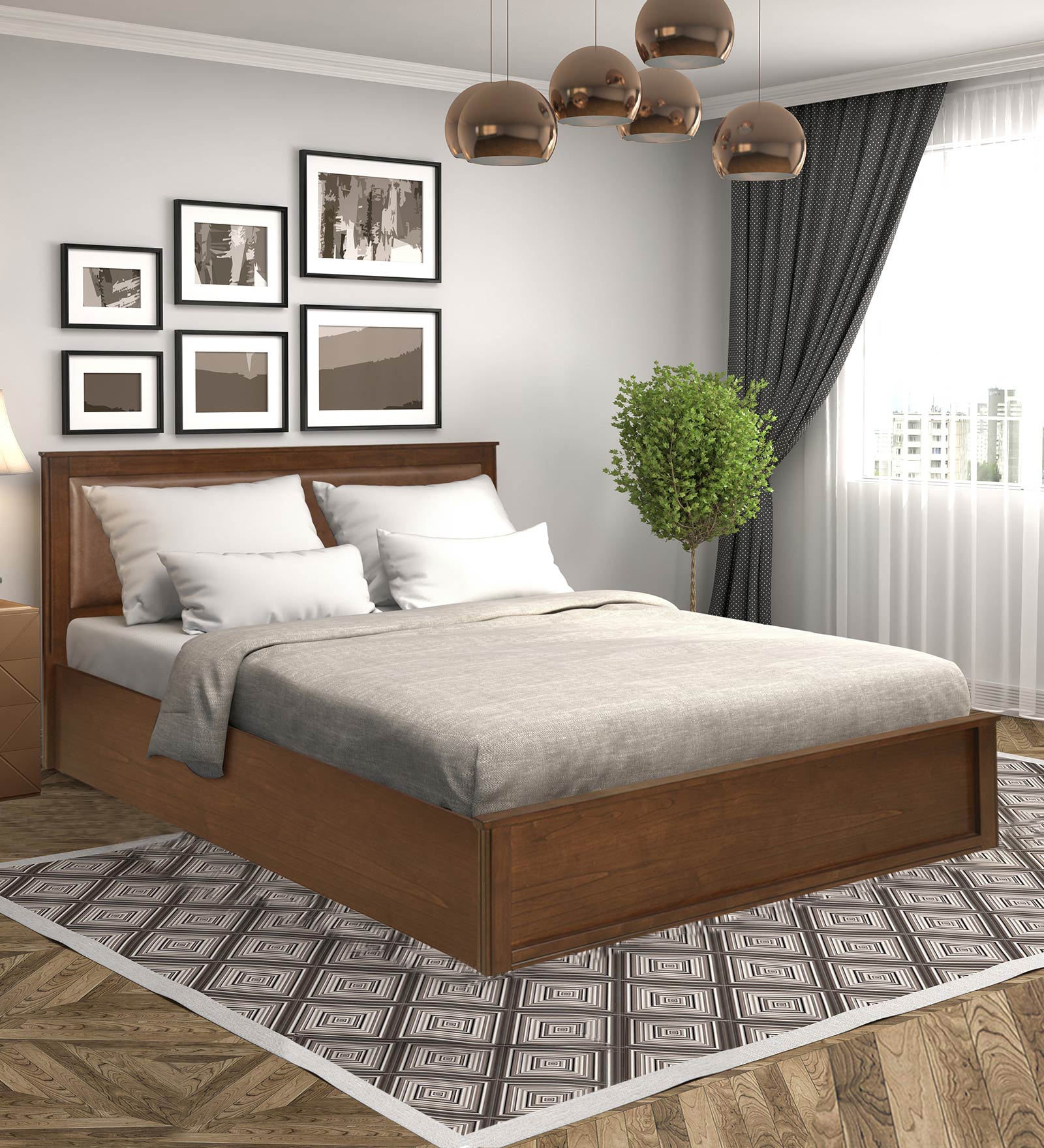 Buy Mindy King Bed with Storage in Walnut Colour at 55 OFF by home