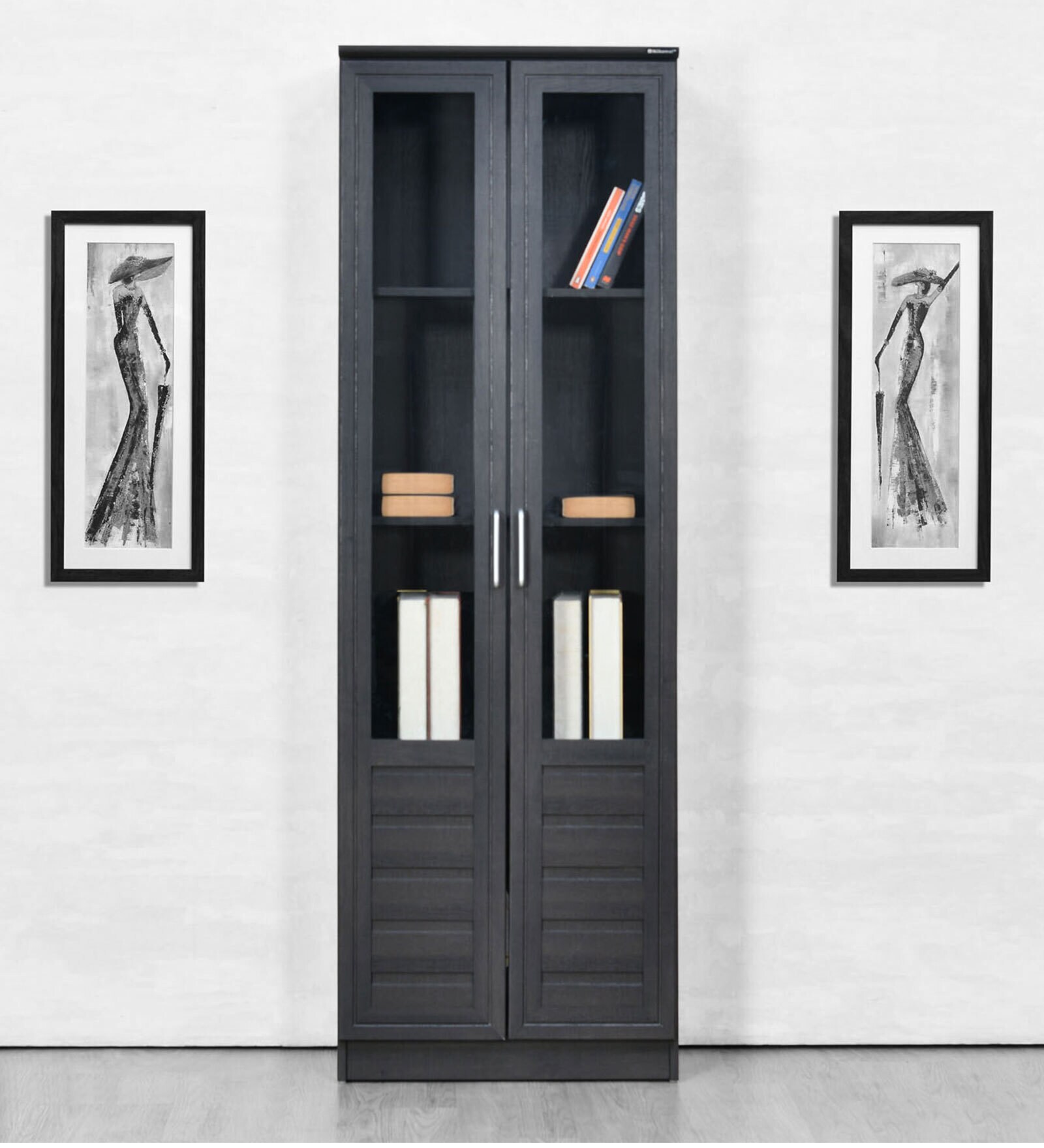 Buy Minerva Book Case in Light Charcoal Grey Finish at 46 OFF by