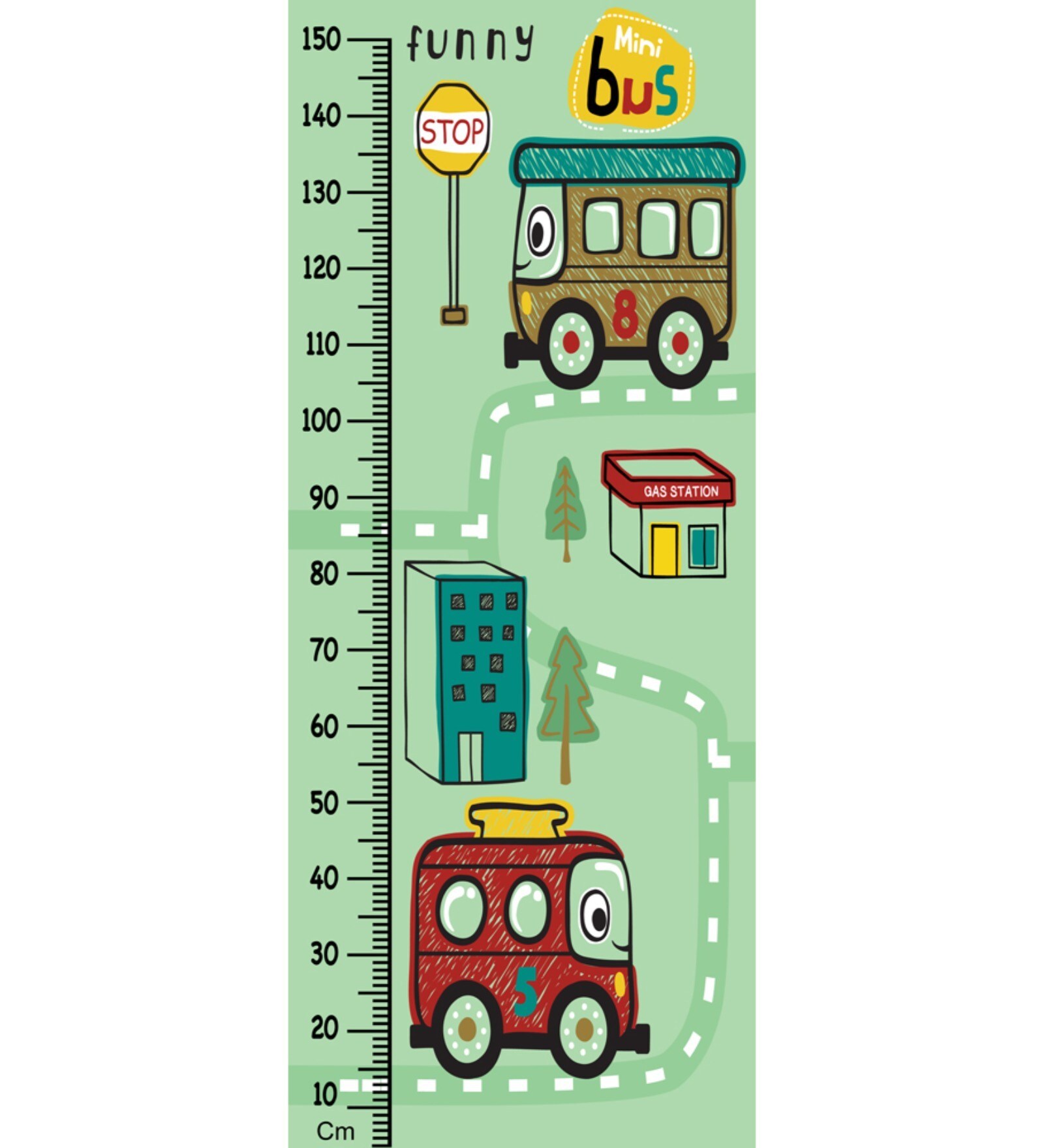 Mini Bus in Multicolour Height Chart