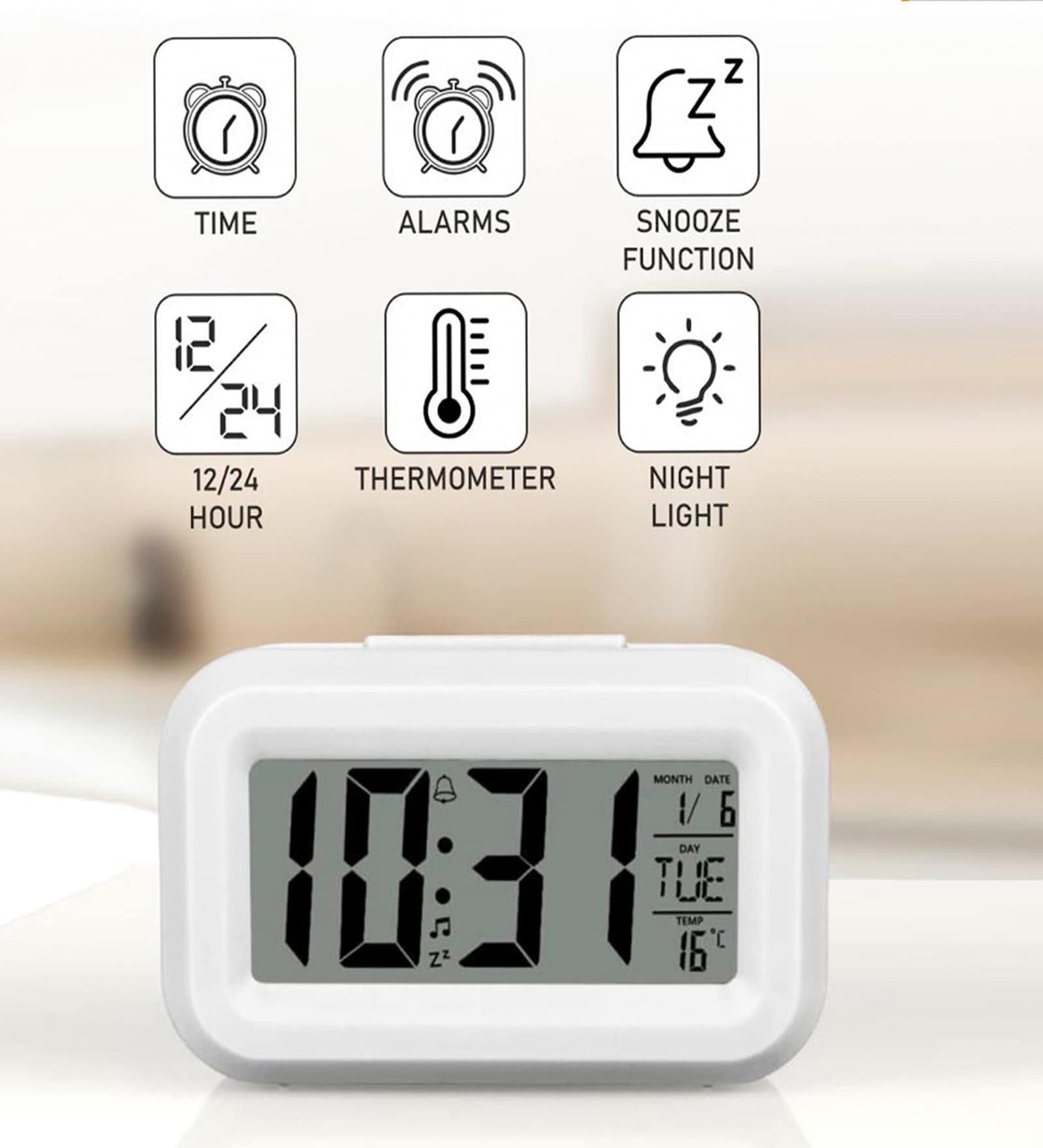 Mini Digital Clock with Temperature & Backlight