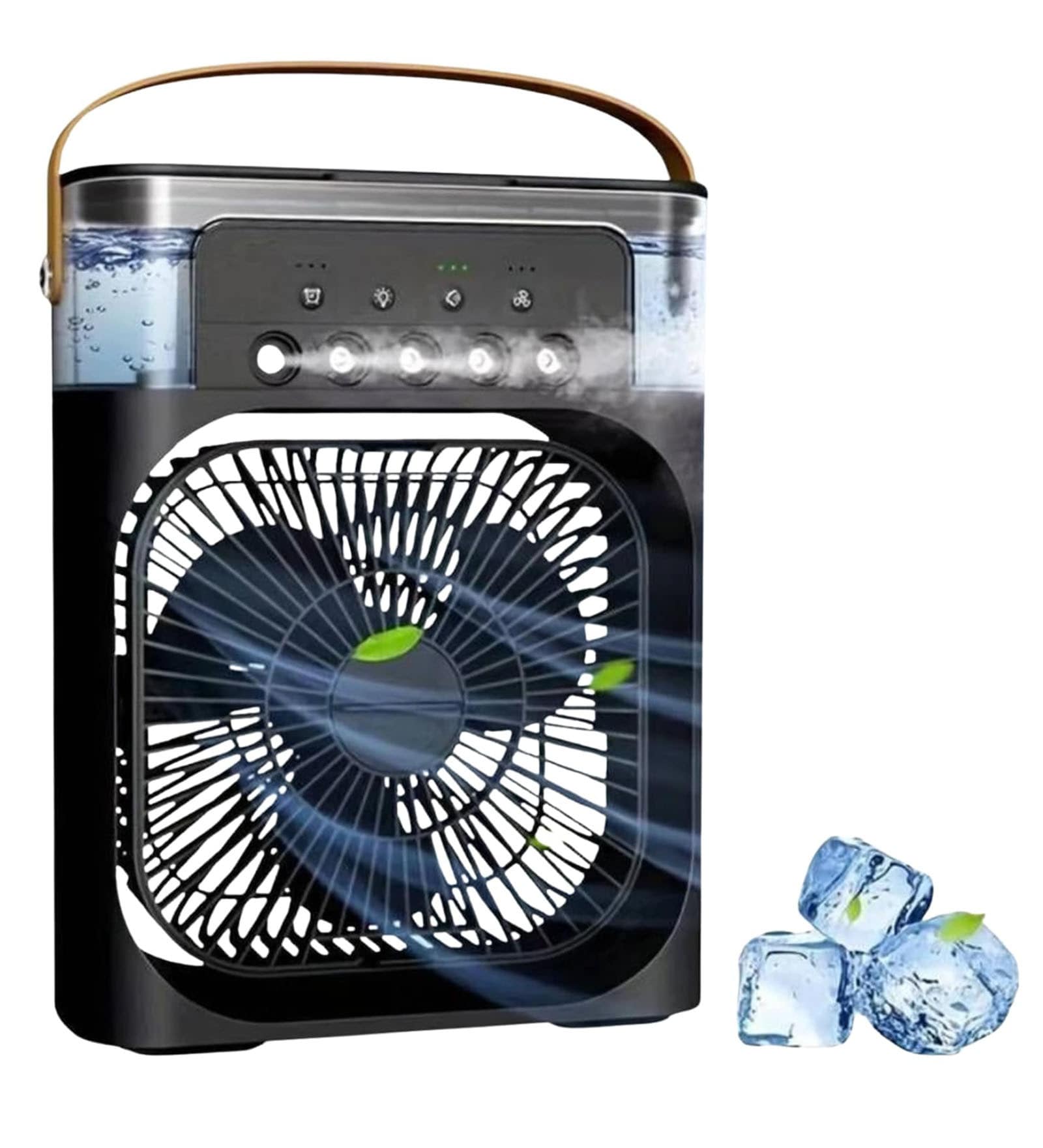 Mini Cooler 7 LED Colors, 3 Wind Speeds, 3 Spray Modes, Timer (1/2/3H) (Black)