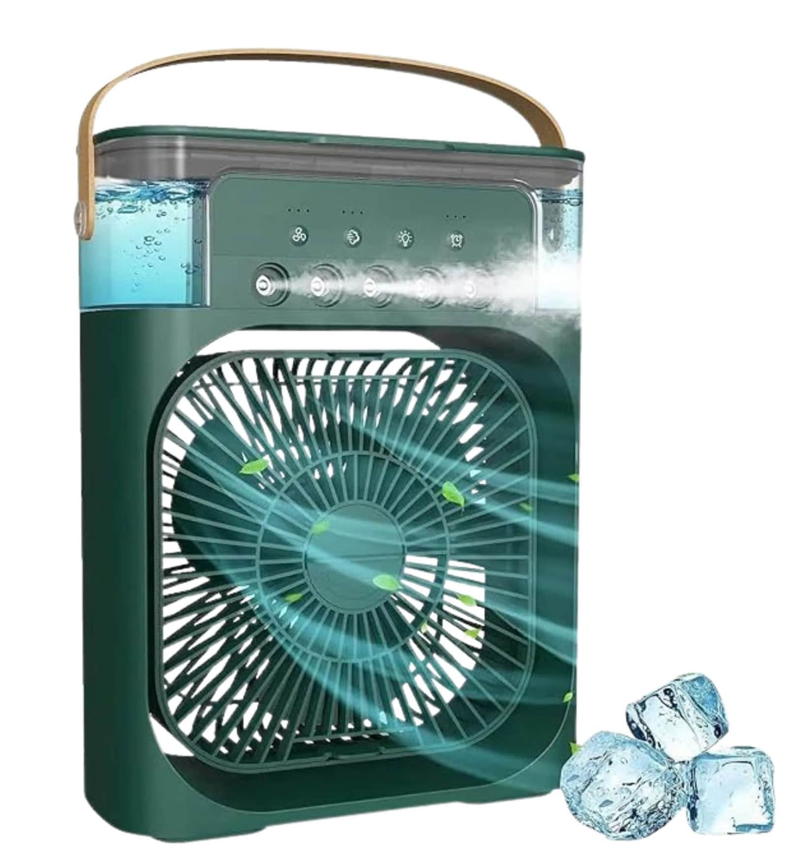Portable Air Conditioners 7 LED Colors, 3 Wind Speeds, 3 Spray Modes, Timer (1/2/3H) (Green)