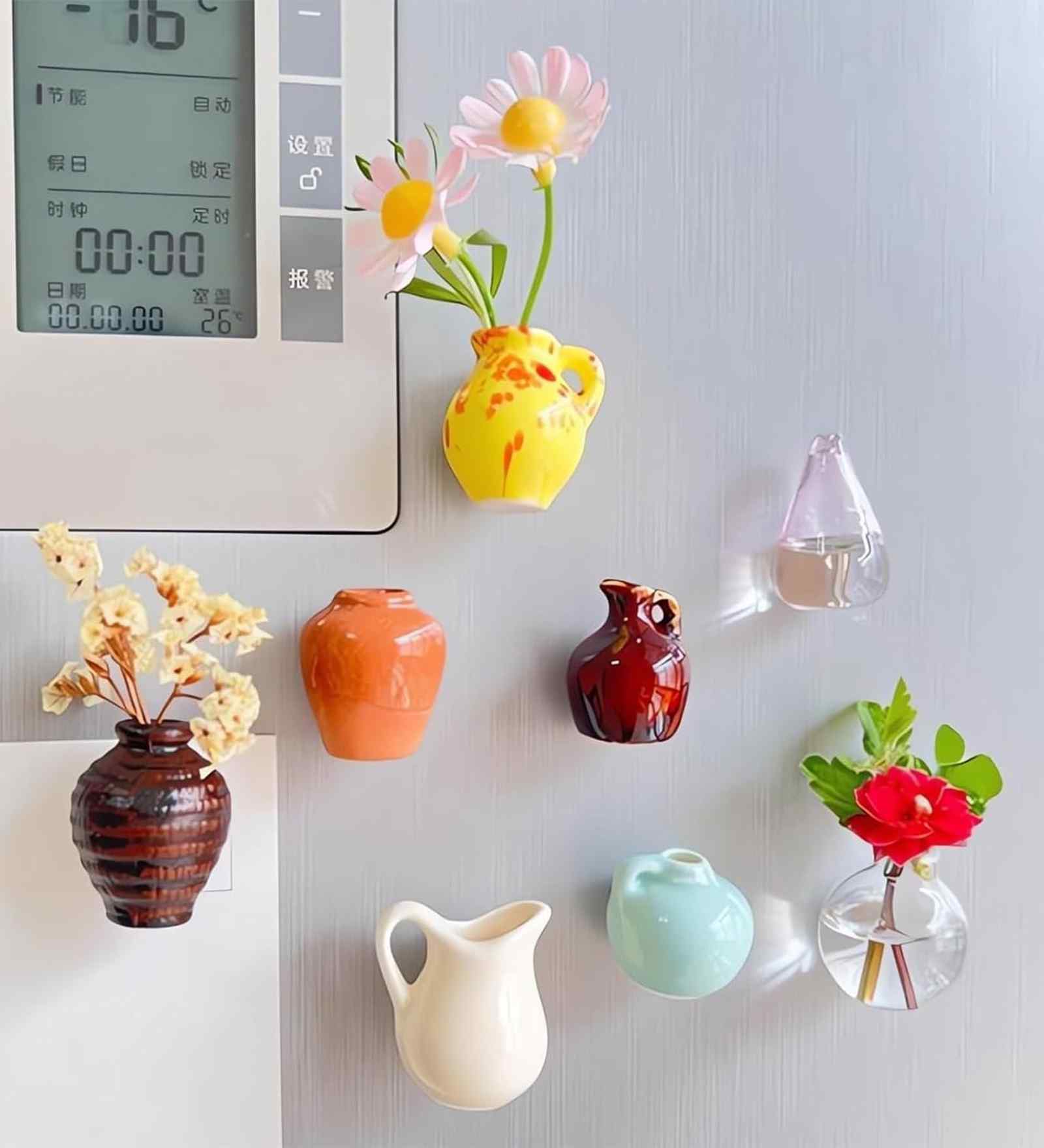 Assorted Mini Flower Vase Fridge Magnet (Pack of 4)