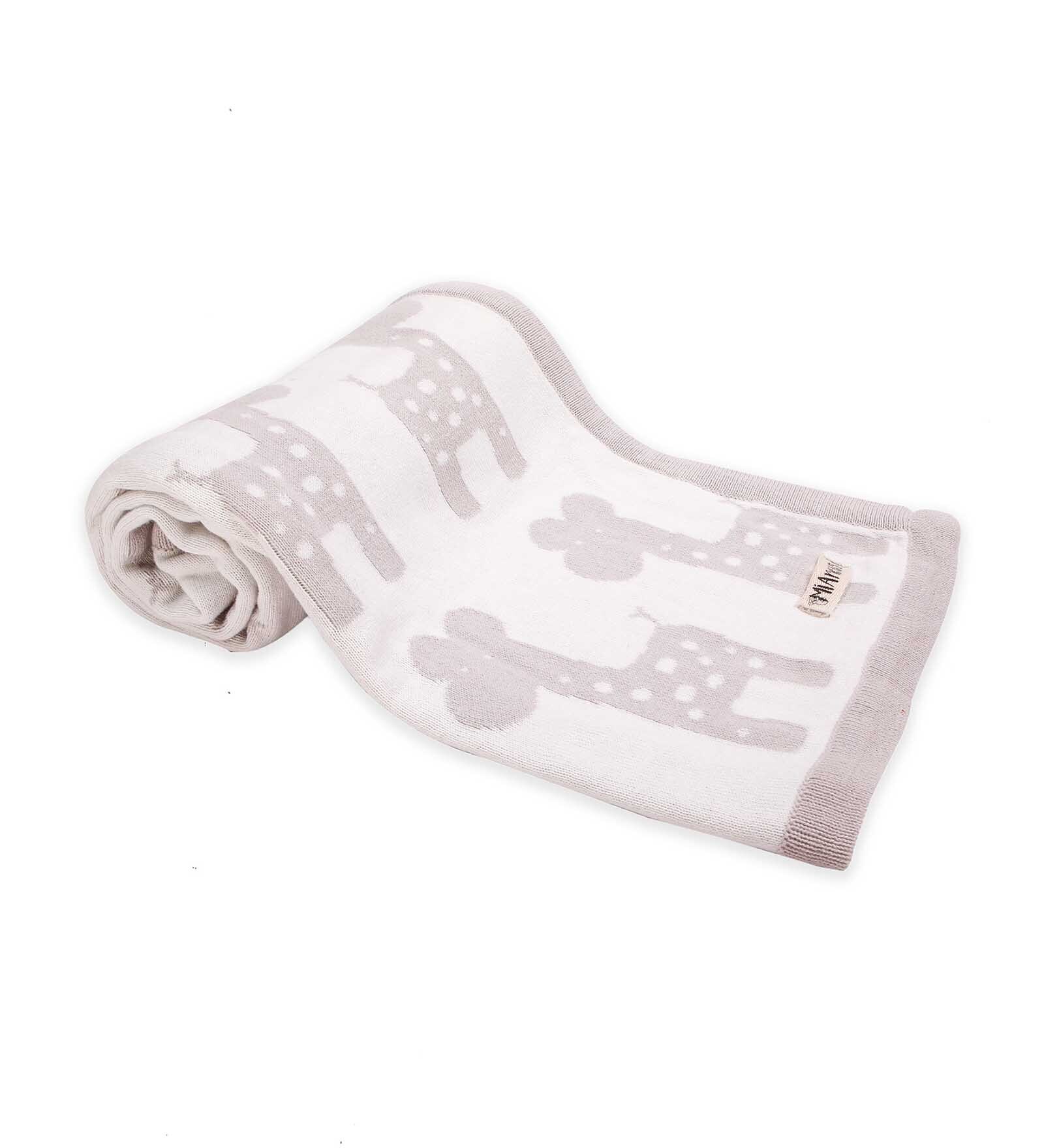 Mini Me Knitted Blanket In Grey