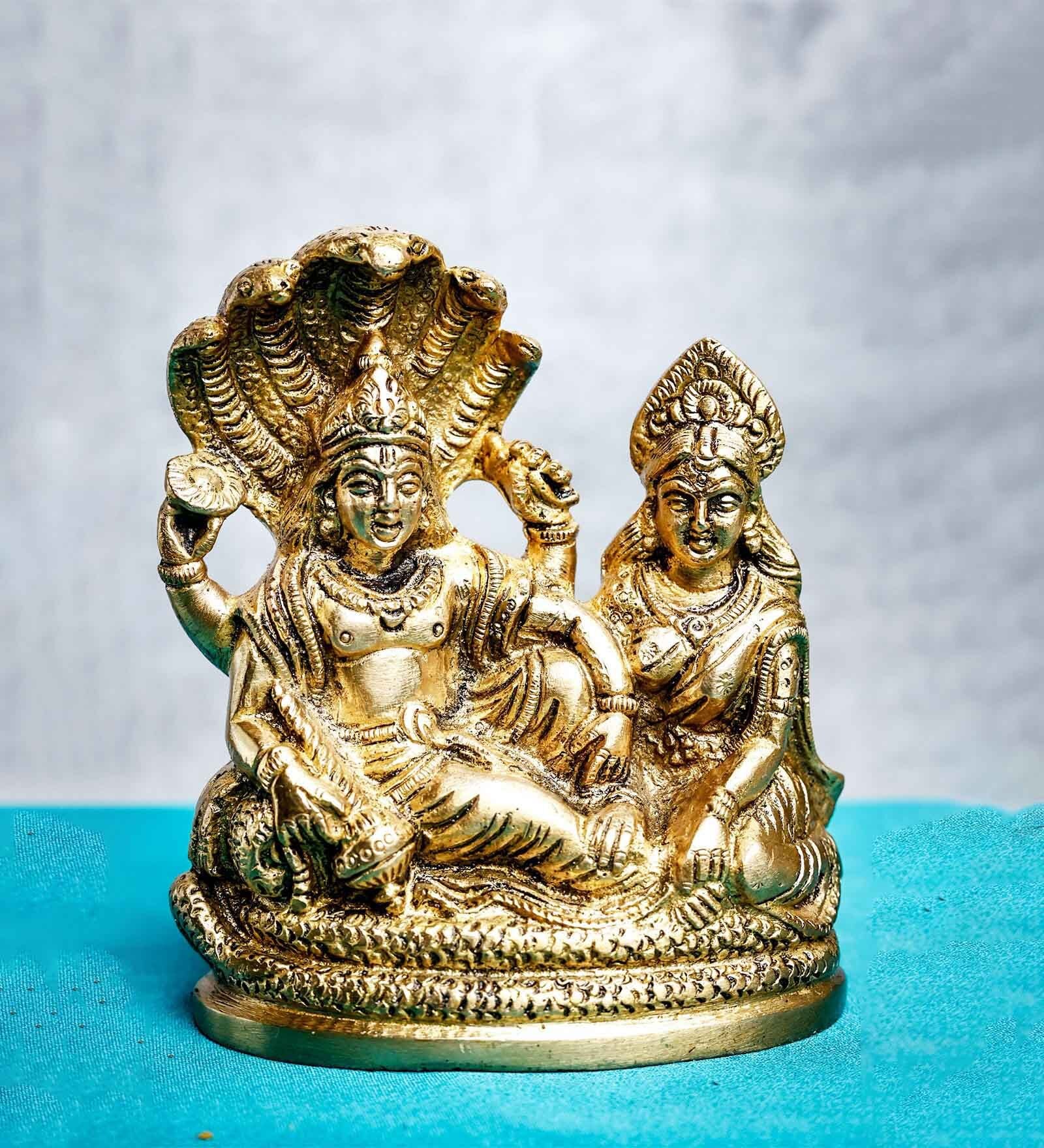 Mini Vishnu And Laxmi Brass Religious Idol