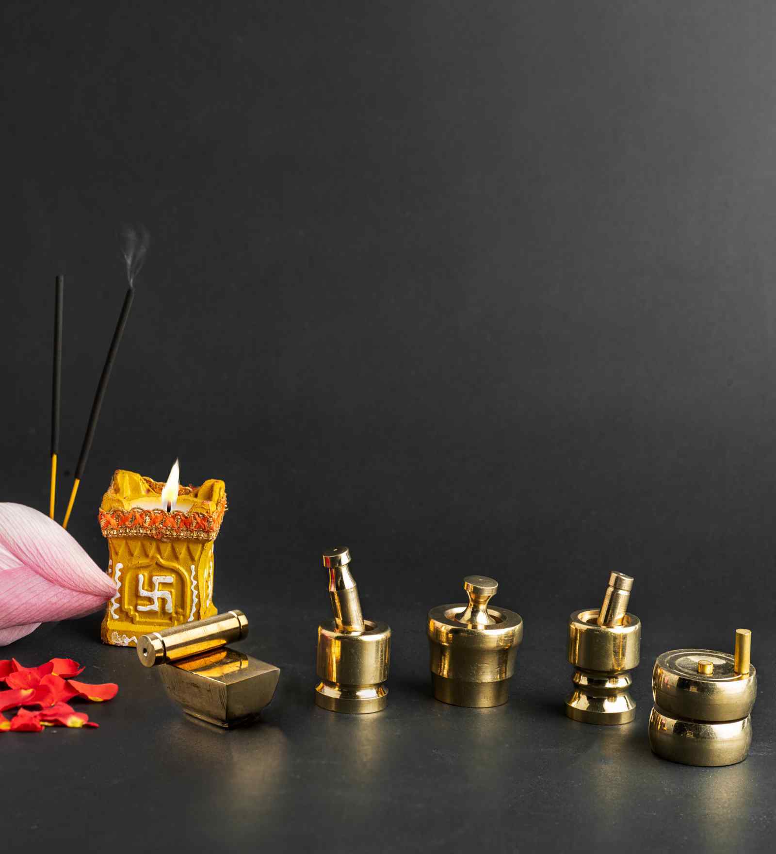 Brass Miniature for Puja (Set of 5) Grahapravesam and Heirloom